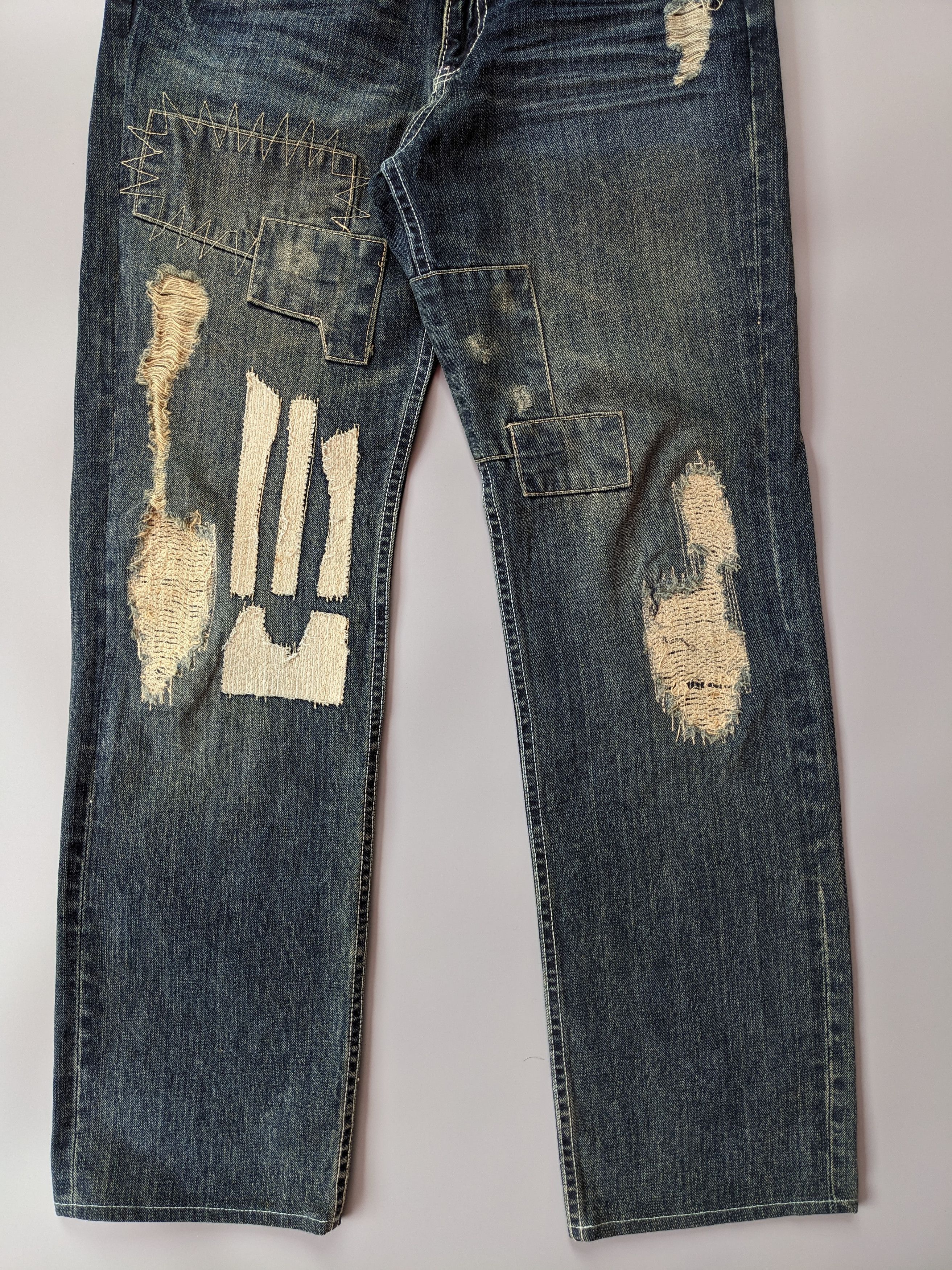 Takeo Kikuchi Takeo Kikuchi patchwork ripped jeans Size US 32 / EU 48 - 4 Thumbnail