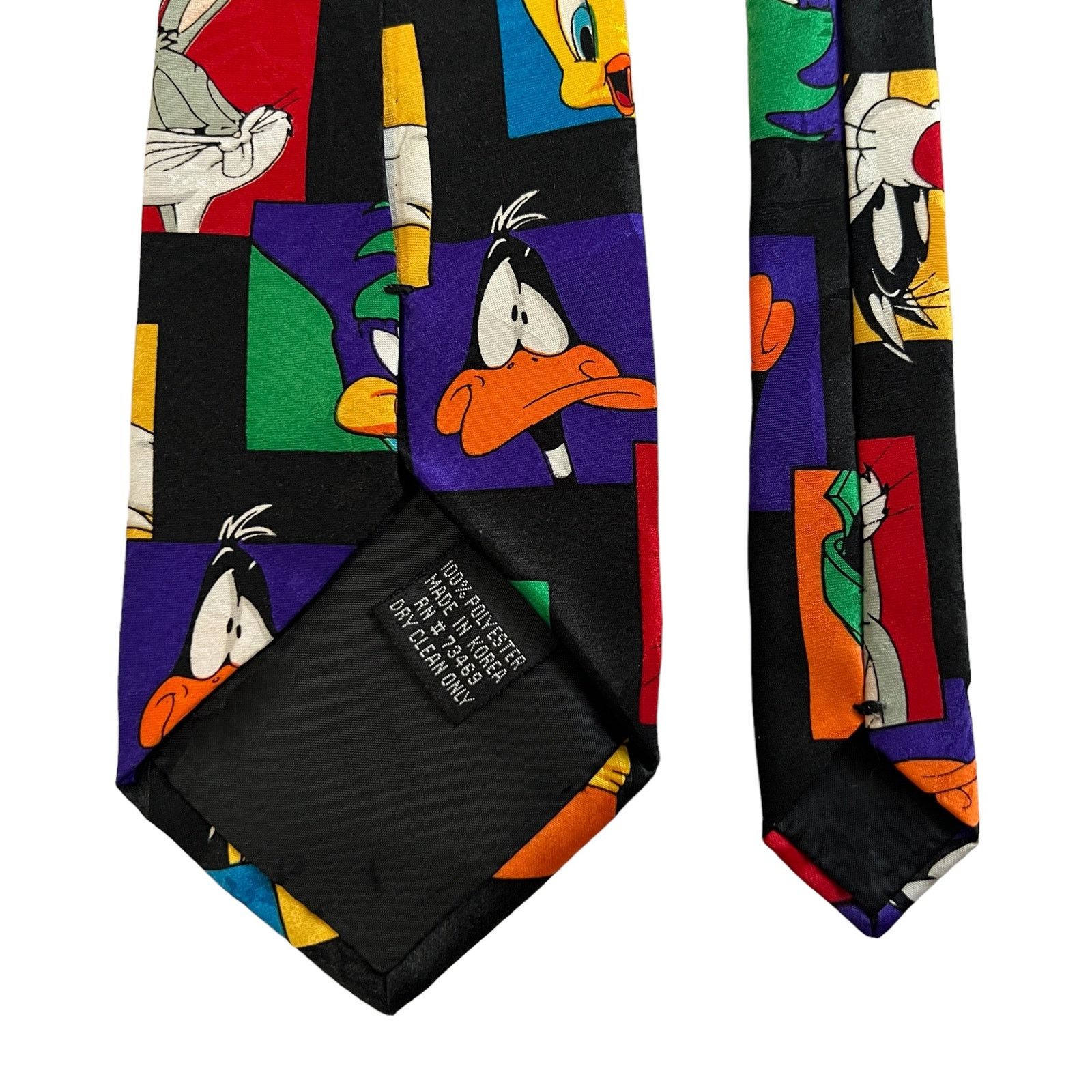 Warner Bros Looney Tunes Mania Vintage Black Tweety Bugs Daffy Tie Size ONE SIZE - 6 Thumbnail