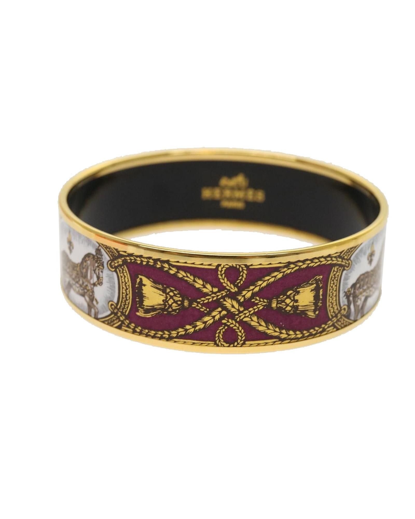 image of Red And Gold Cloisonne Metal Bracelet By Hermes, Women's
