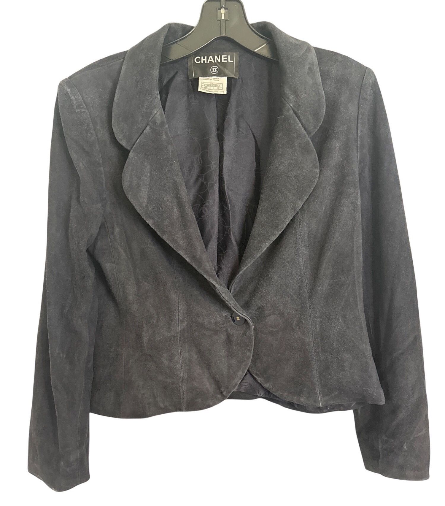 Chanel Chanel Navy Suede Goat Skin Jacket W/Silk Lining Size 42 Mad Size S / US 4 / IT 40 - 1 Thumbnail
