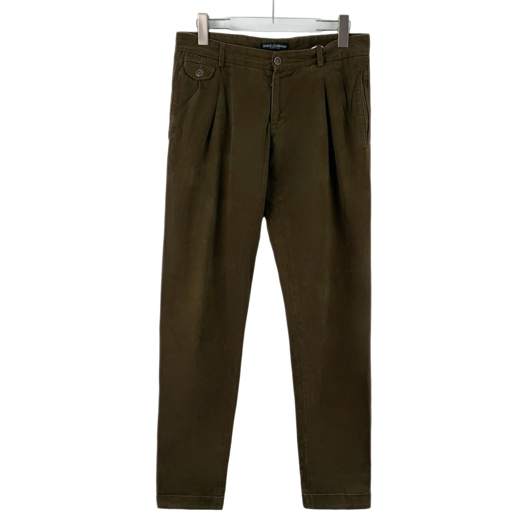 Dolce & Gabbana Dolce & Gabbana Green Cotton Casual Pants US 28 Size US 28 / EU 44 - 1 Thumbnail