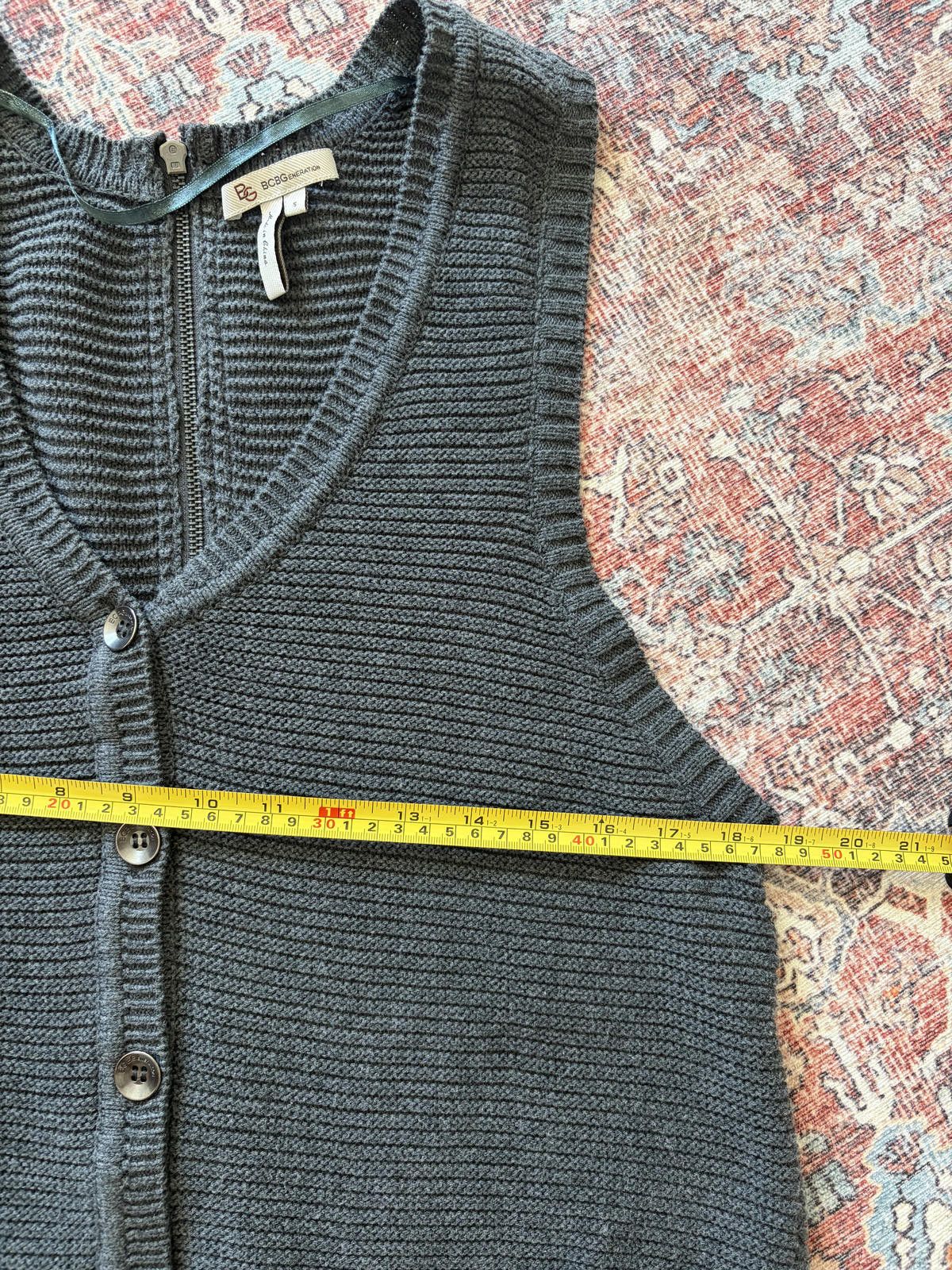 Bcbgmaxazria BCBGMaxAzria Gray Knit Button and Double Zip Vest Size S Size S / US 4 / IT 40 - 5 Thumbnail