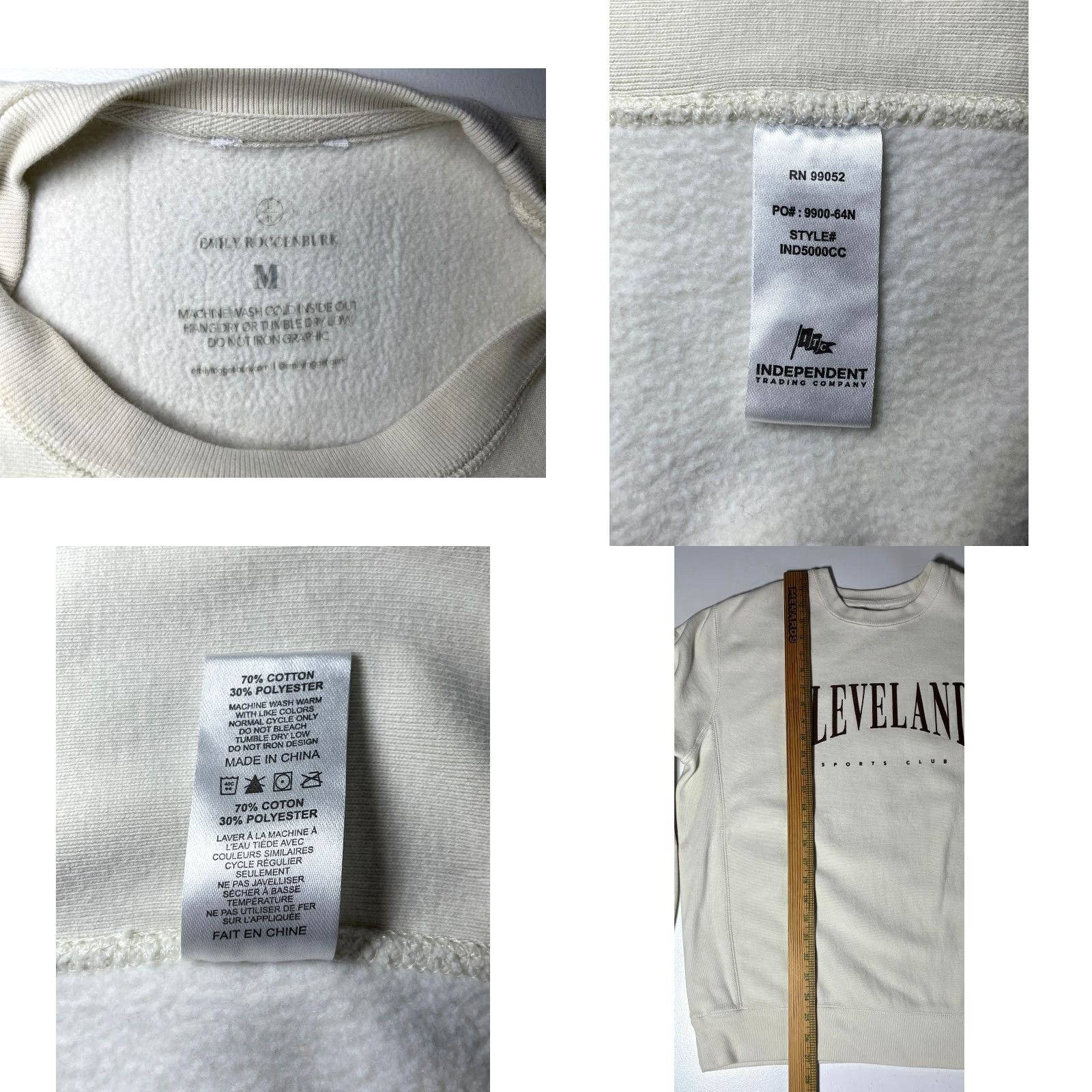 Vintage Emily Roggenburk Women's Sweatshirt Crew Neck Pullover City "Cleveland Sports Club" Sz M Off-White Size M / US 6-8 / IT 42-44 - 8 Thumbnail