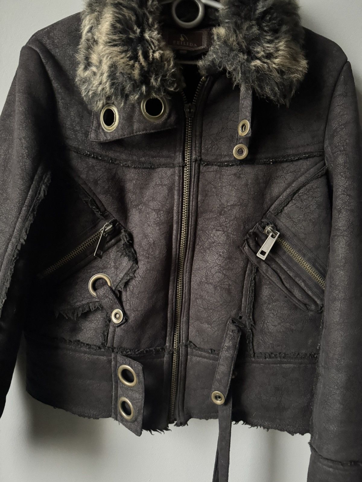 If Six Was Nine Rare fur fuzzy gothic bomber jacket if six was nine style Size M / US 6-8 / IT 42-44 - 4 Thumbnail