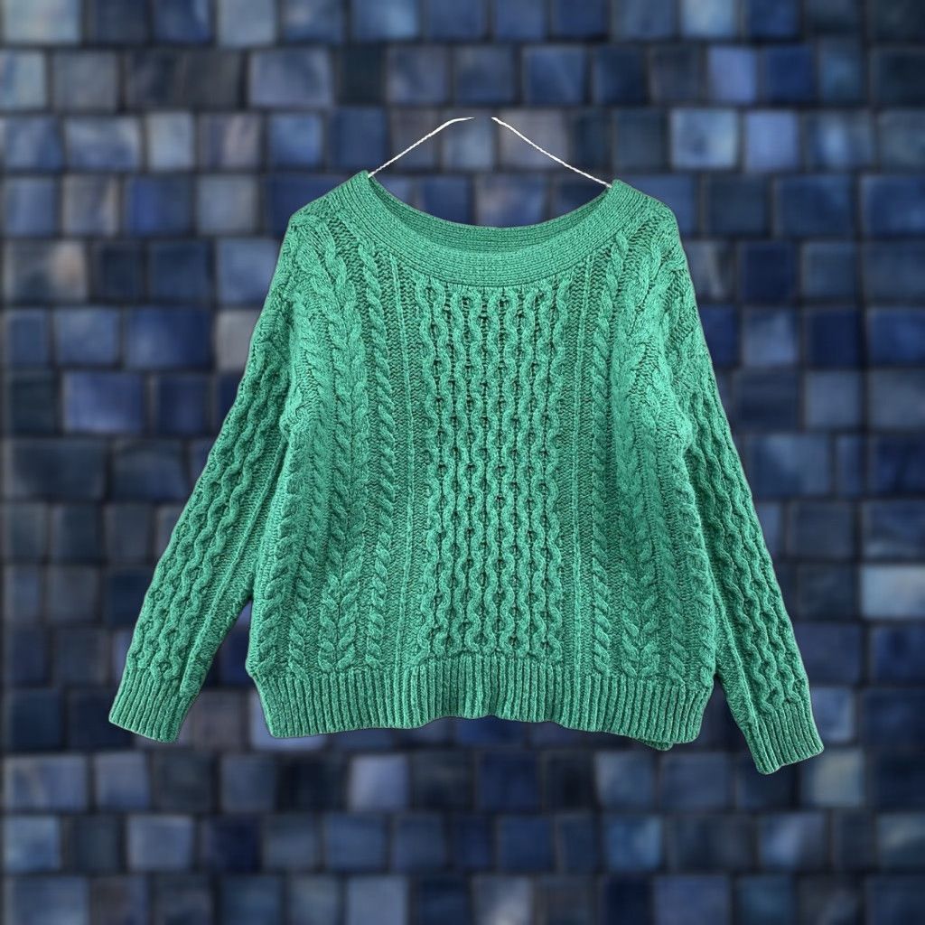 Vintage JCP Women's Sweater Cable Knit Wool Blend Long Sleeve Sparkle Green Size M Soft Size M / US 6-8 / IT 42-44 - 1 Thumbnail