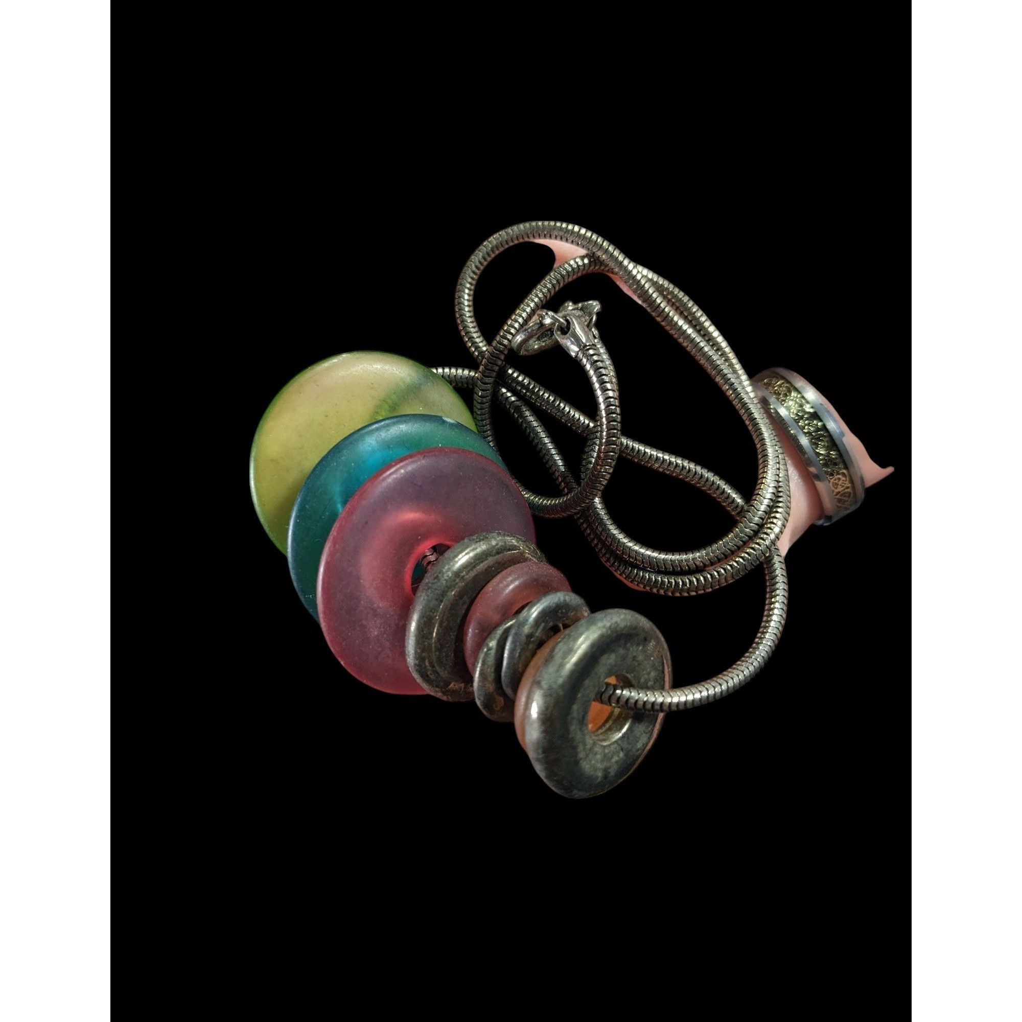 Other Rainbow And Silver Tone Slide Disc Charm Necklace Size ONE SIZE - 6 Thumbnail