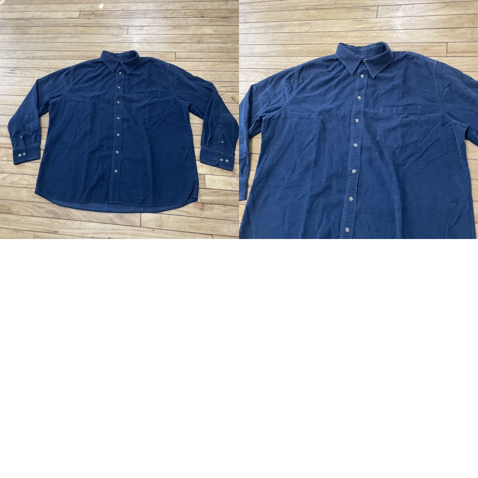 Merona VINTAGE Merona Corduroy Shirt Men 2XL Blue Solid Button-Down Long Sleeve Lightweight Fall Layer Size US XXL / EU 58 / 5 - 11 Thumbnail