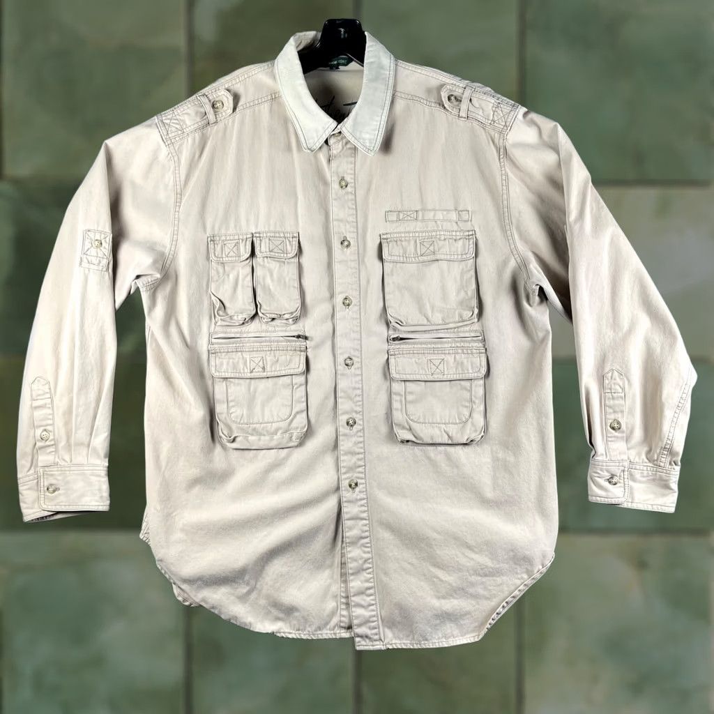 Vintage VINTAGE Authentic American Sportswear Safari Jacket Field Jacket Mens XL Beige Pockets Corduroy Collar Casual Military Jacket 80s 90s Western Mens Size US XL / EU 56 / 4 - 1 Thumbnail