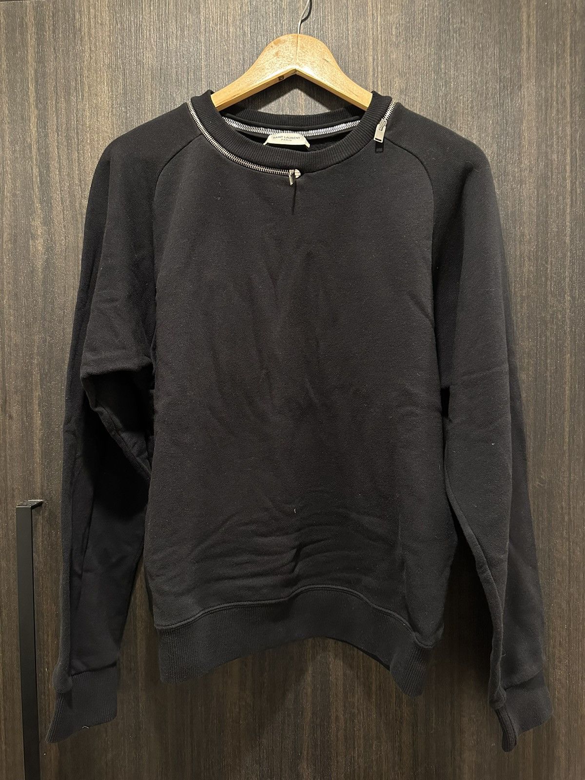 image of Saint Laurent Paris Saint Laurent Sweater With Zippers in Black, Men's (Size Large)
