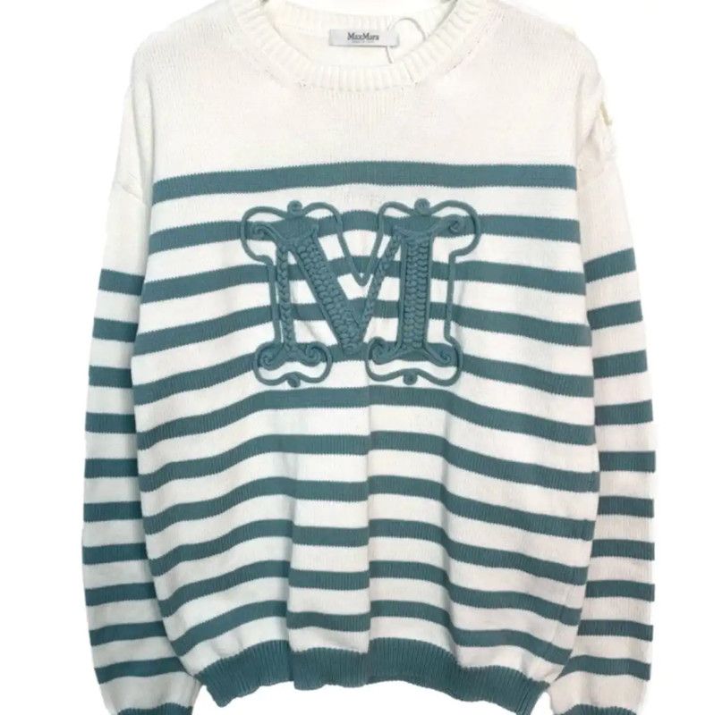 Max Mara MaxMara Striped Cotton Sweater with Embroidery 0089 Size M / US 6-8 / IT 42-44 - 1 Thumbnail