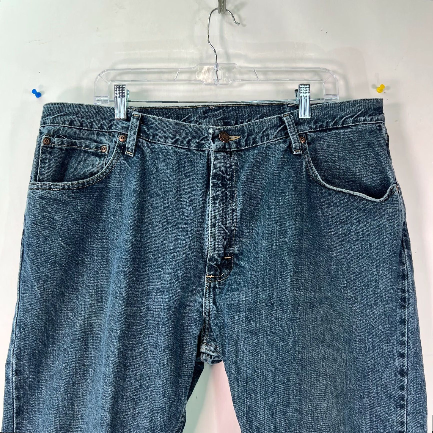 Wrangler Wrangler Jeans Mens Straight Denim 40 Regular Blue 40X30 Straight Fit Mid Rise 5-Pocket Belt Loops Zipper Button Fashion Brand Wrangler Size US 40 / EU 56 - 3 Thumbnail