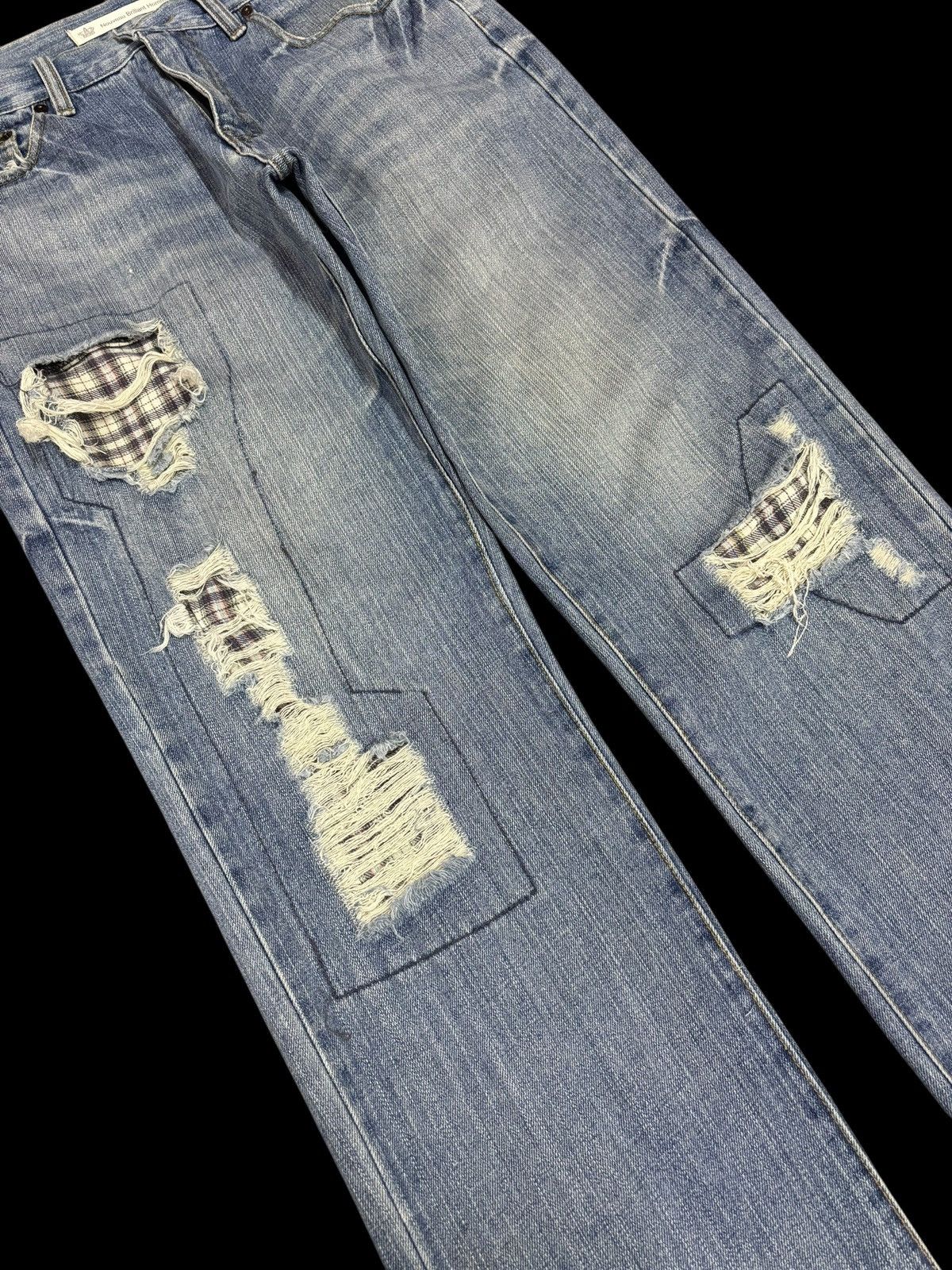 Japanese Brand Vtg Japan Noveau Brillant Homme Distressed Patchwork Jeans Size US 30 / EU 46 - 3 Thumbnail