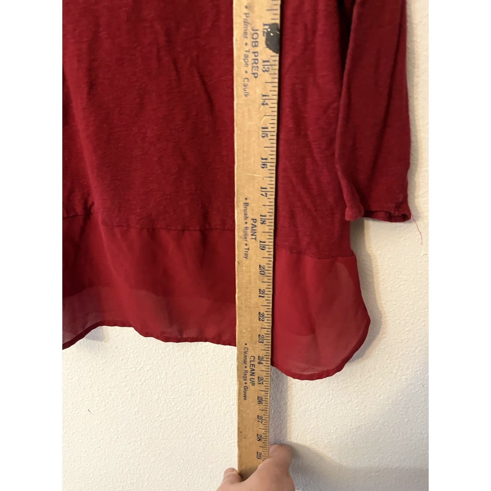 Lucky Brand Lucky Brand Linen Blend Textured Henley 3/4 Sleeve Top Womens Size M Red Shirt Blouse Casual Workwear Womens Modern Basic Size M / US 6-8 / IT 42-44 - 5 Thumbnail