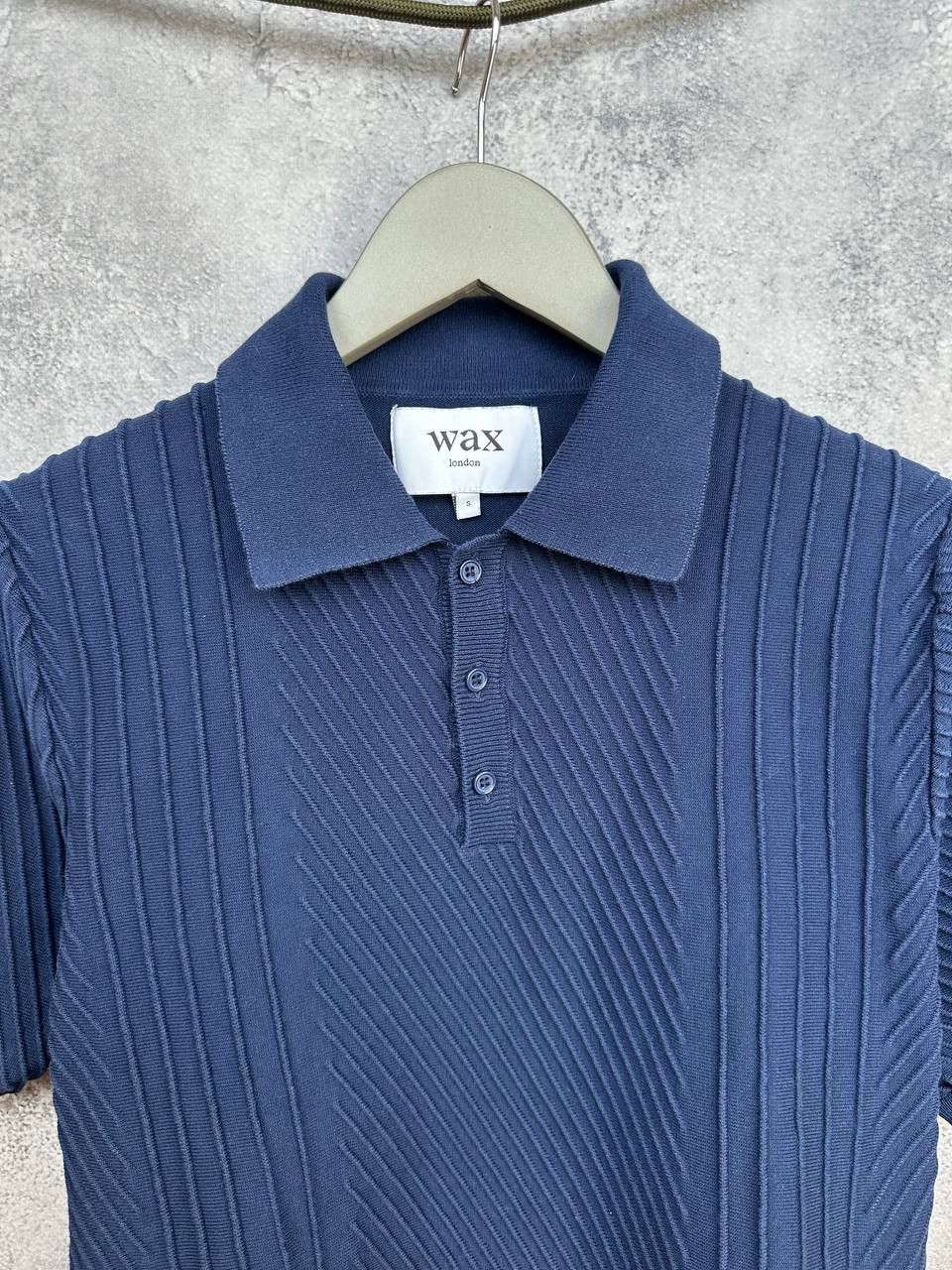 Wax London Wax London Naples Knit Polo Shirt Navy Ribbed SS Cuffs Size US S / EU 44-46 / 1 - 5 Thumbnail