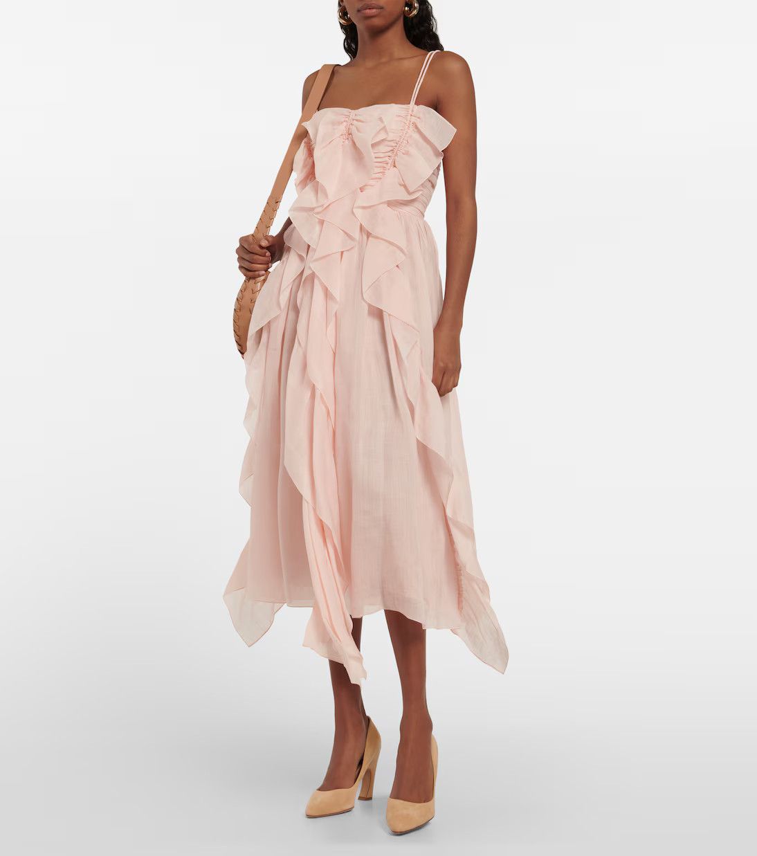 Chloe o1y0825 Midi Dress in Light Pink Size M / US 6-8 / IT 42-44 - 2 Thumbnail