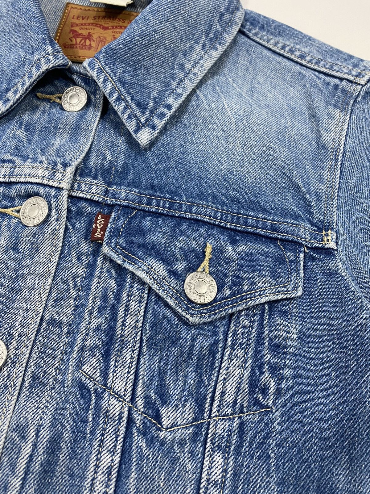 Levi's Levis Washed Blue Trucker Jacket Denim Size XS / US 0-2 / IT 36-38 - 4 Thumbnail