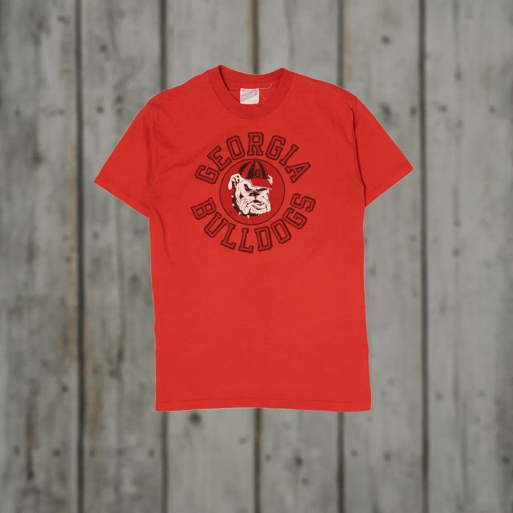Vintage VINTAGE Red University Of Georgia Bulldogs T-Shirt 1980s Unisex Adults Medium Short Sleeve Cotton / Polyester Dirt Shirts Mens Womens Boys Girls Size US M / EU 48-50 / 2 - 1 Thumbnail