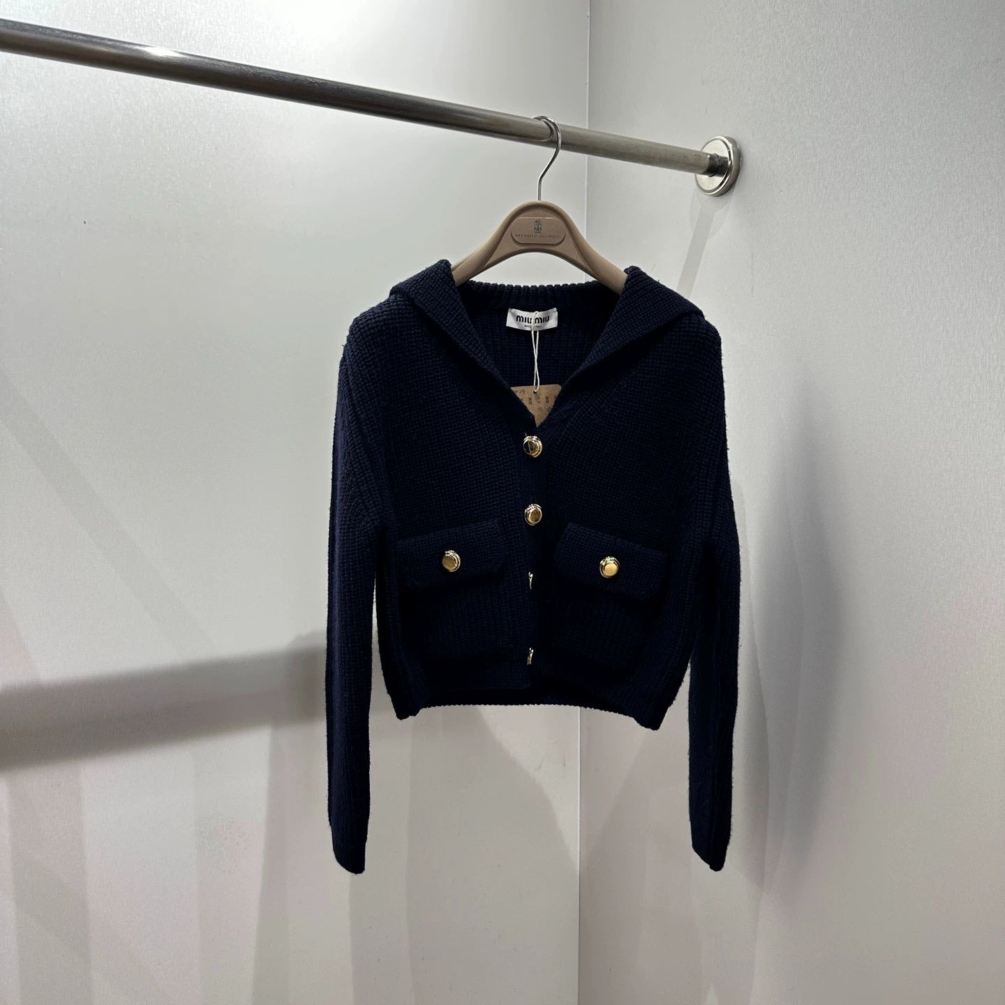 Miu Miu MIU MIU mar241 logo gold button navy collar knit top 38 Size XS / US 0-2 / IT 36-38 - 1 Thumbnail