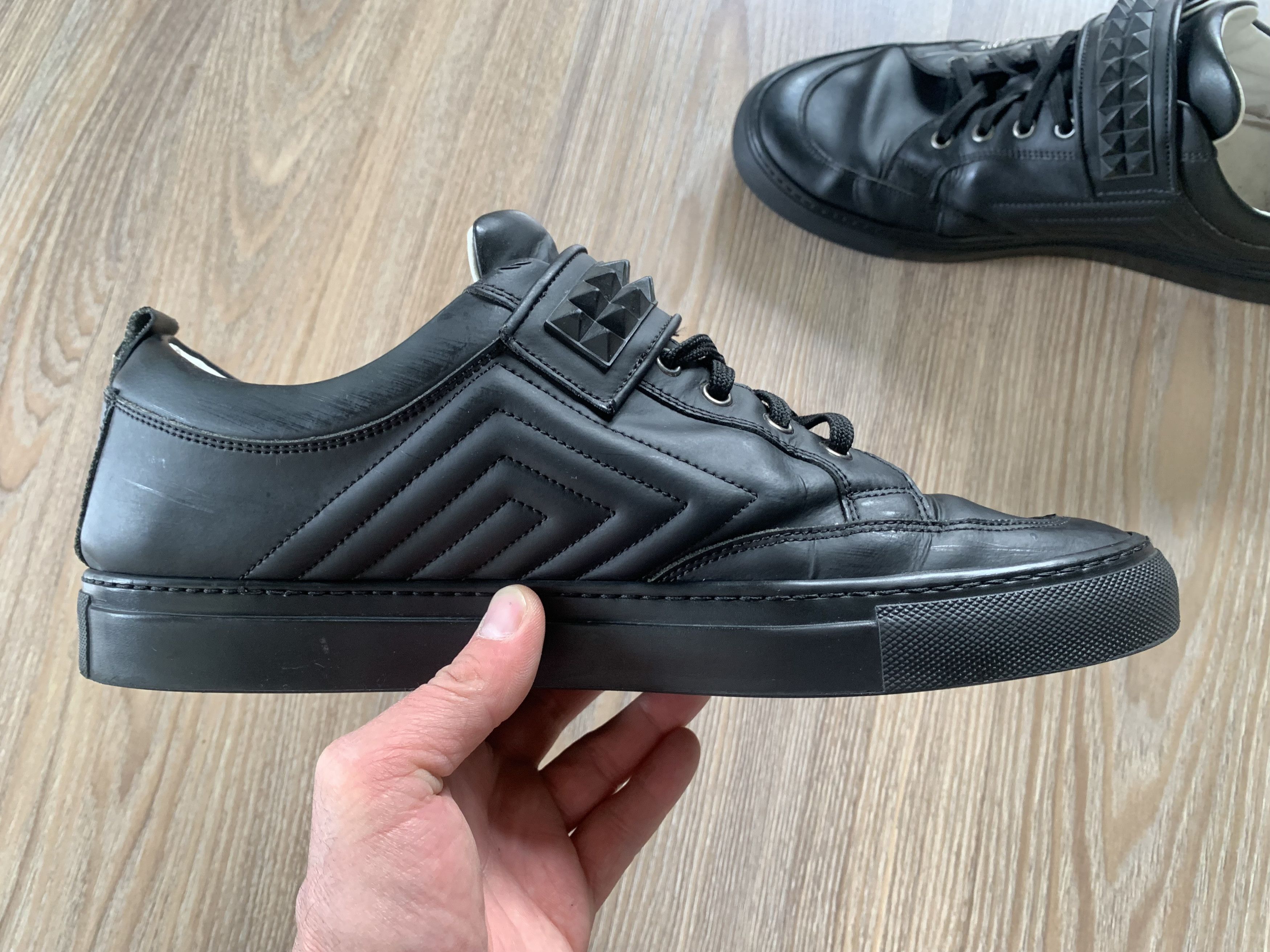 Philipp Plein Philipp Plein Mens Black Leather Low Top Sneakers Size US 11 / EU 44 - 5 Thumbnail