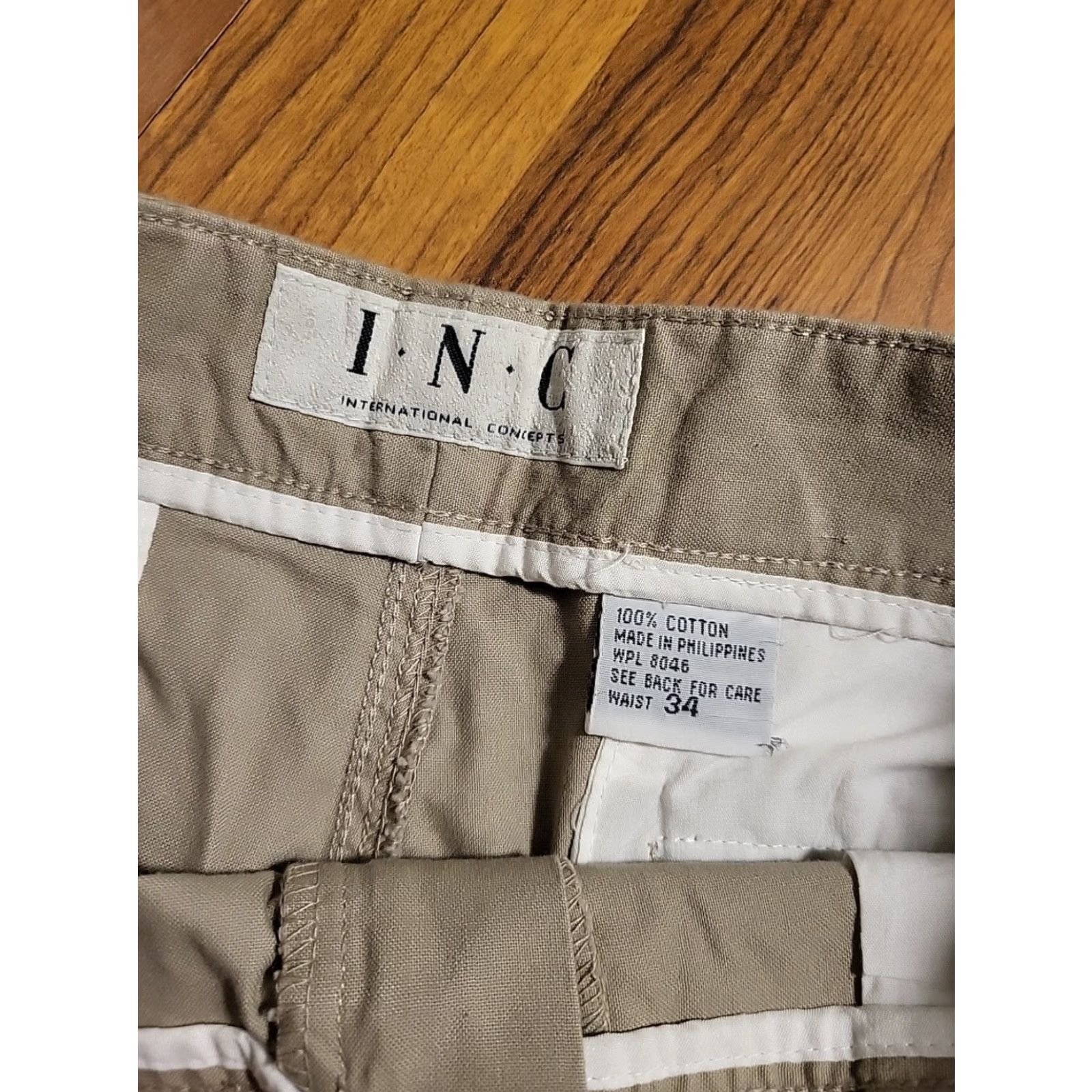 Incu VINTAGE INC I.N.C. Int'l Concepts 34" X 4" X 16" New Mens Chino Shorts Tan Cotton Size US 34 / EU 50 - 2 Thumbnail