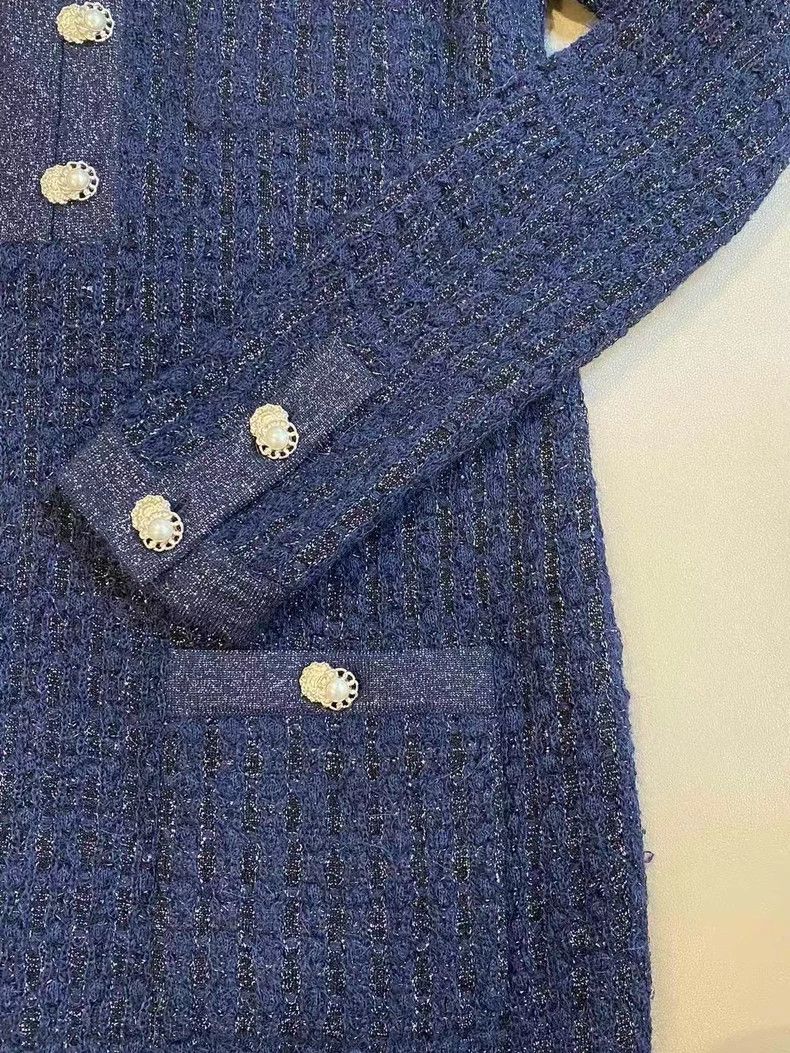 Chanel Chanel Dark blue gold thread knitted dress Size XS / US 0-2 / IT 36-38 - 4 Thumbnail