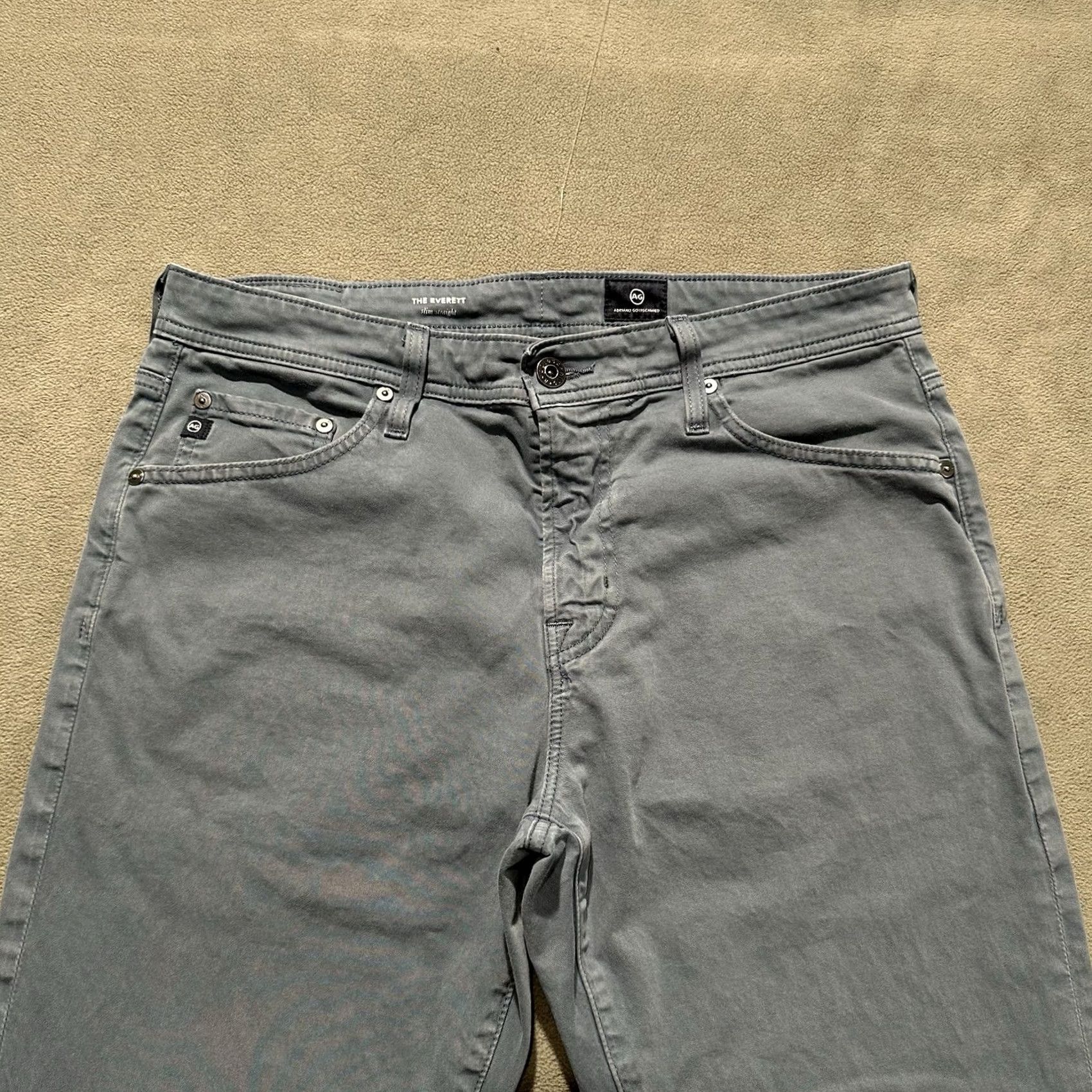 Vintage AG Adriano Goldschmied Pants Mens 33x34 Light Blue Everett Slim Straight Chino GUC Size US 33 - 3 Thumbnail