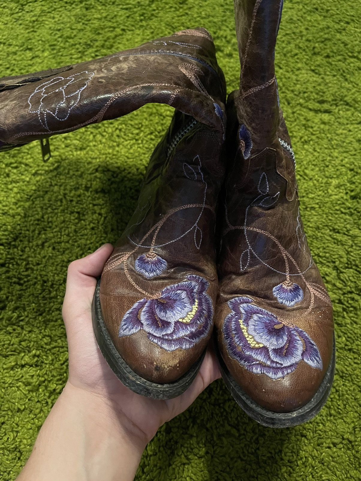 Cowboy Equipment × Genuine Leather × Old Gringo Old Gringo western cowboy floral embroidered boots Size US 8 / IT 38 - 6 Thumbnail