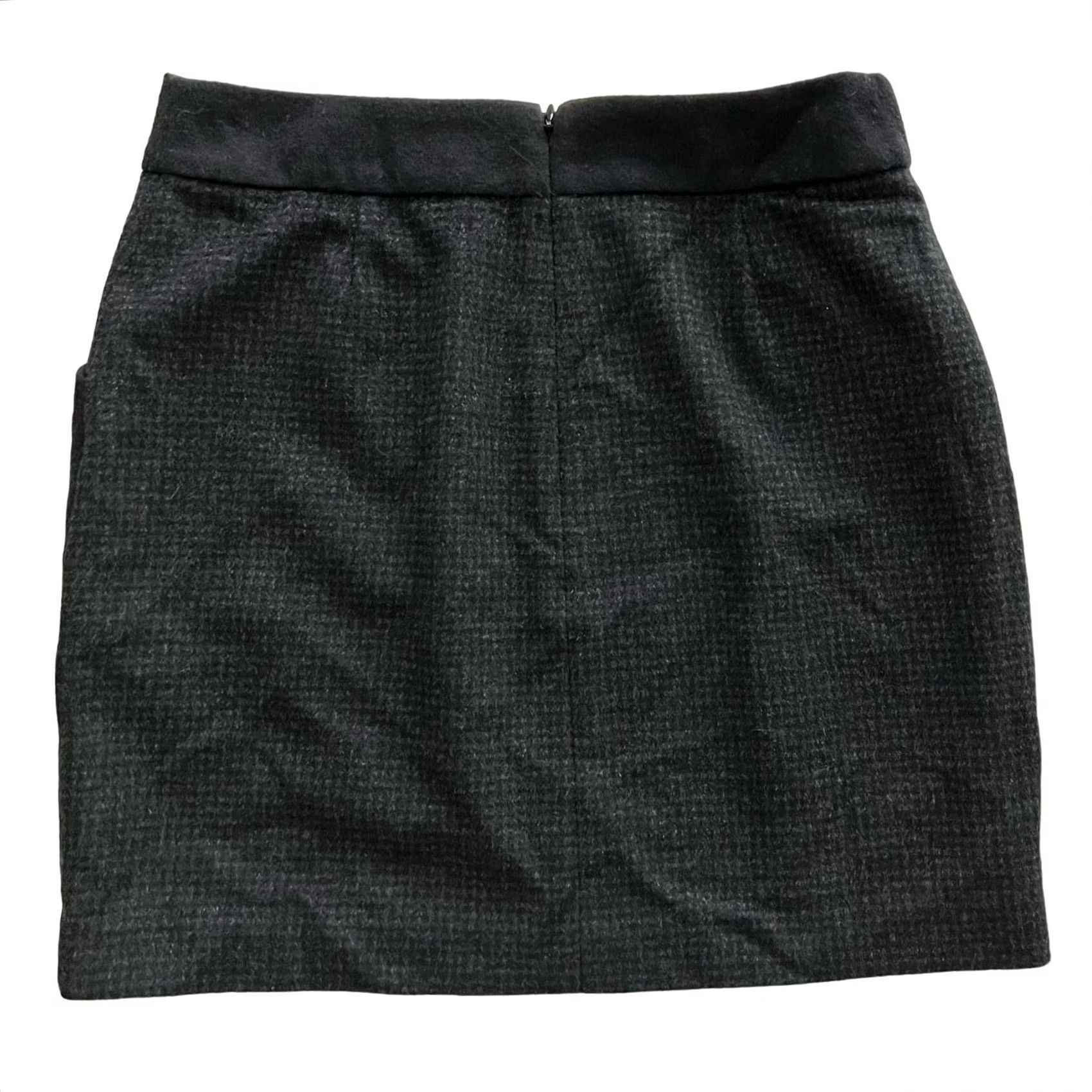J.Crew J.Crew Women's Mini Skirt Dark Gray Wool Blend Patch-Pocket Size 2 Skirt, Women, Gray, Short, Pencil, Wool Blend, ZIP Closure Size 26" / US 2 / IT 38 - 3 Thumbnail
