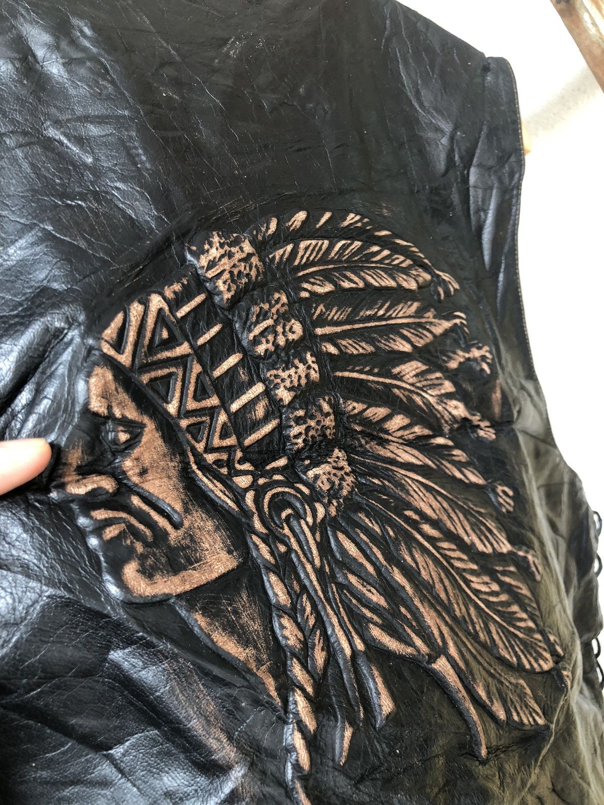 Vintage Vintage Unik Indian Head Leather Vest Like Perfecto Size US XL / EU 56 / 4 - 8 Thumbnail