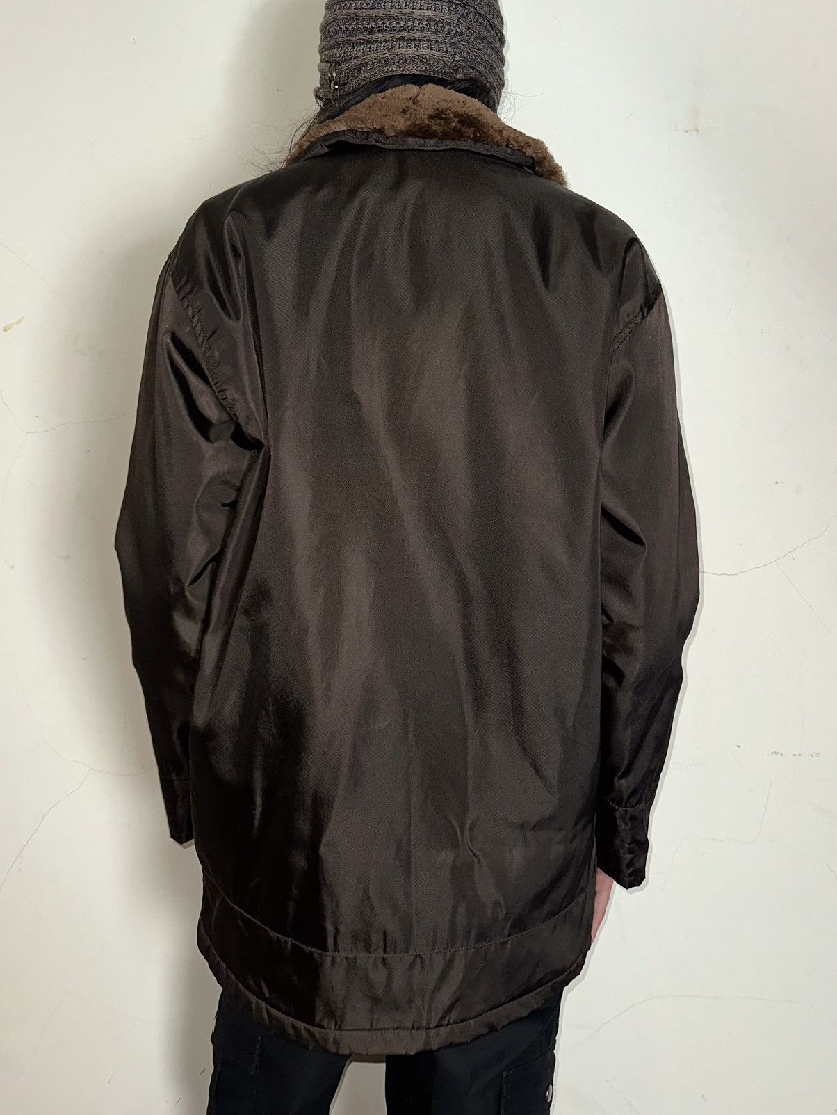 Prada 90s Beaver Fur Collar Nylon Jacket Size US M / EU 48-50 / 2 - 5 Thumbnail