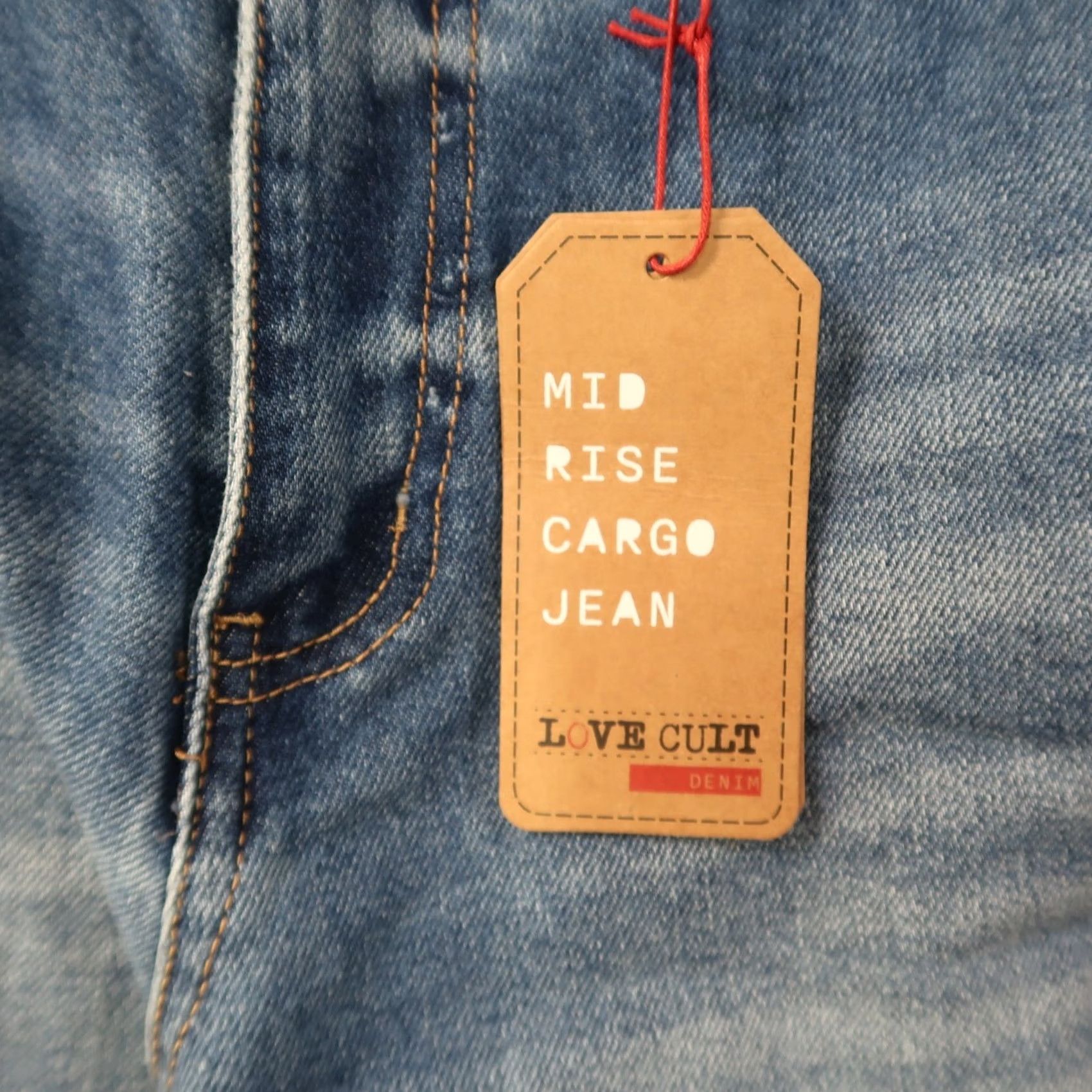 Vintage LOVE CULT Cargo Jeans Womens Juniors 7 Blue Frosted Wide-Leg Y2K New Size 28" / US 6 / IT 42 - 3 Thumbnail