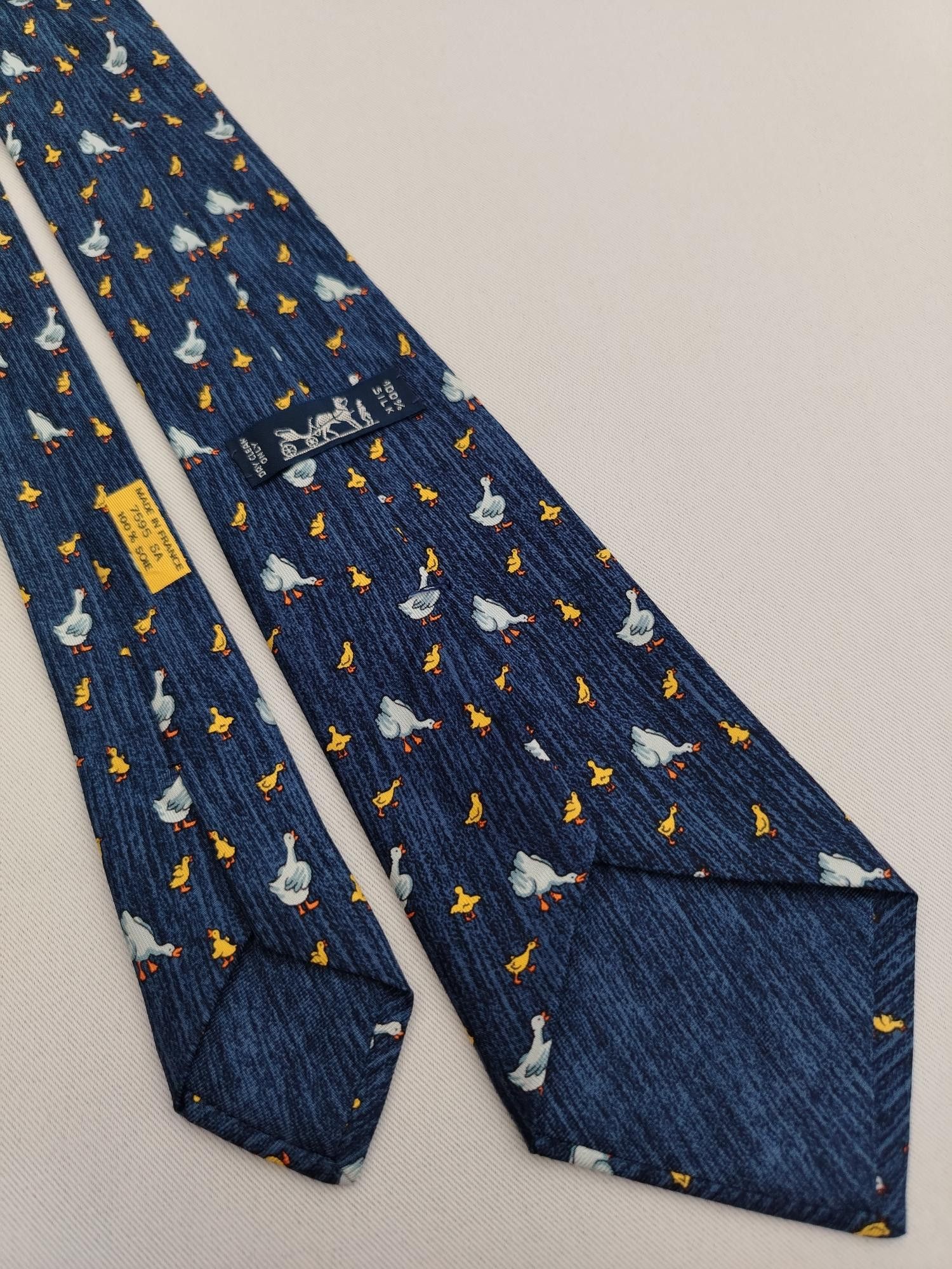 Hermes Hermes Paris 7595 SA Silk Necktie Duckling Pattern Tie Size ONE SIZE - 5 Thumbnail