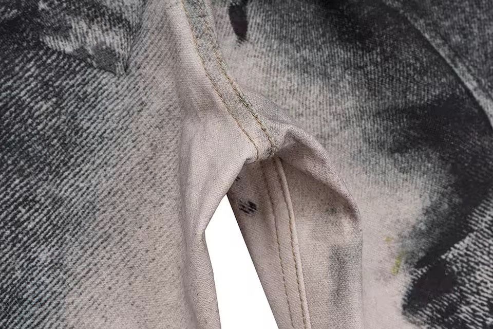 Jean Streetwear Washed 3D Printed Graffiti Baggy Straight Jeans Size US 30 / EU 46 - 8 Thumbnail