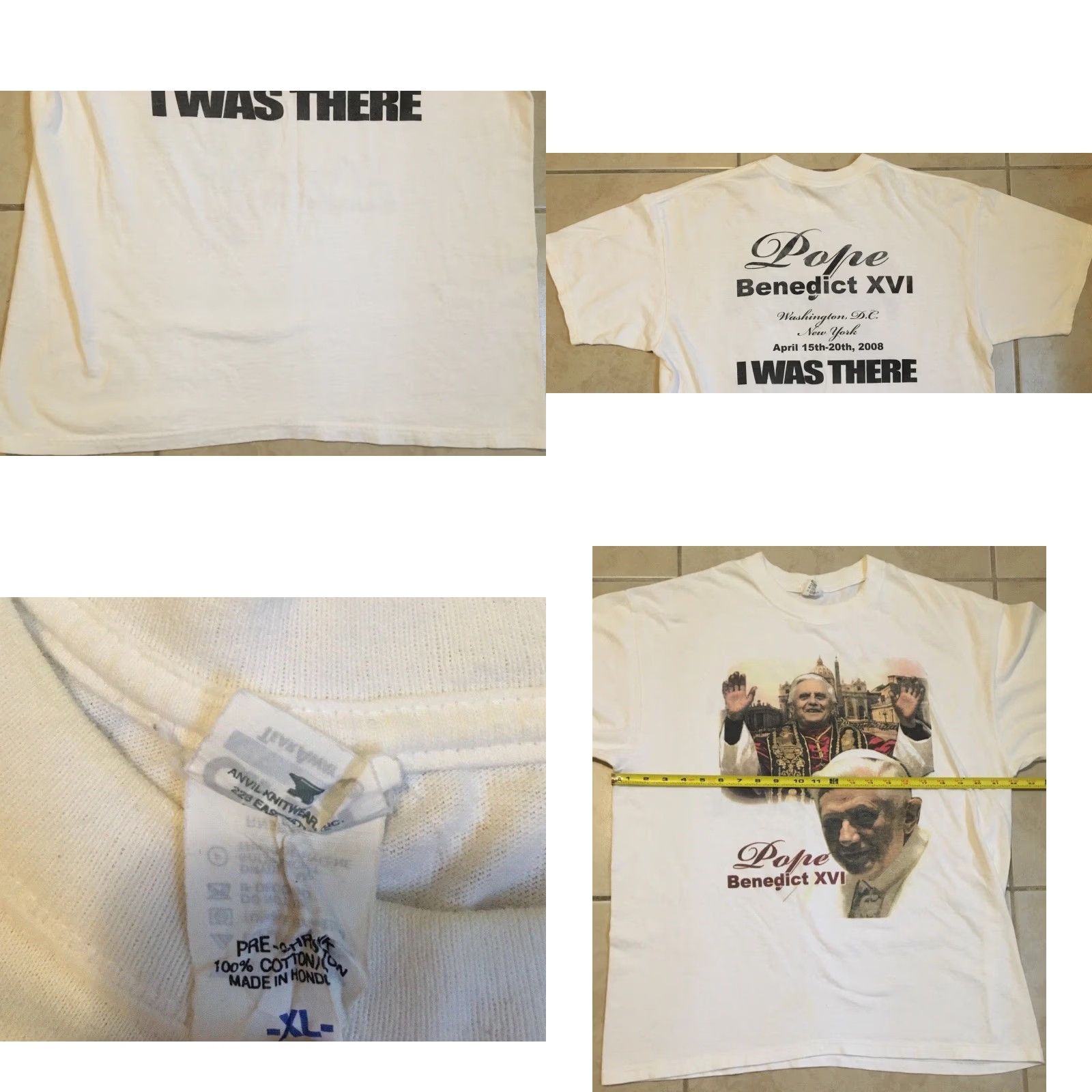Vintage VINTAGE Pope Benedict XVI Faded I Was There Tour Shirt L God Catholic Lord Jesus NYC Grunge Y2K Shirt Mens XL White Size US L / EU 52-54 / 3 - 8 Thumbnail