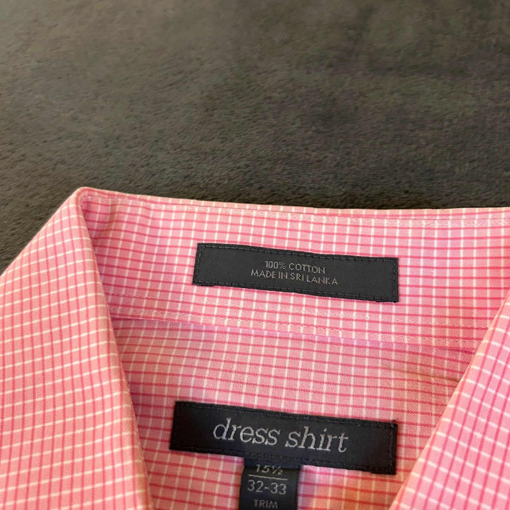 Nordstrom Nordstrom Dress Shirt Pink Gingham Check Trim Fit Long Sleeve Mens 15 1/2 Size 42R - 2 Thumbnail