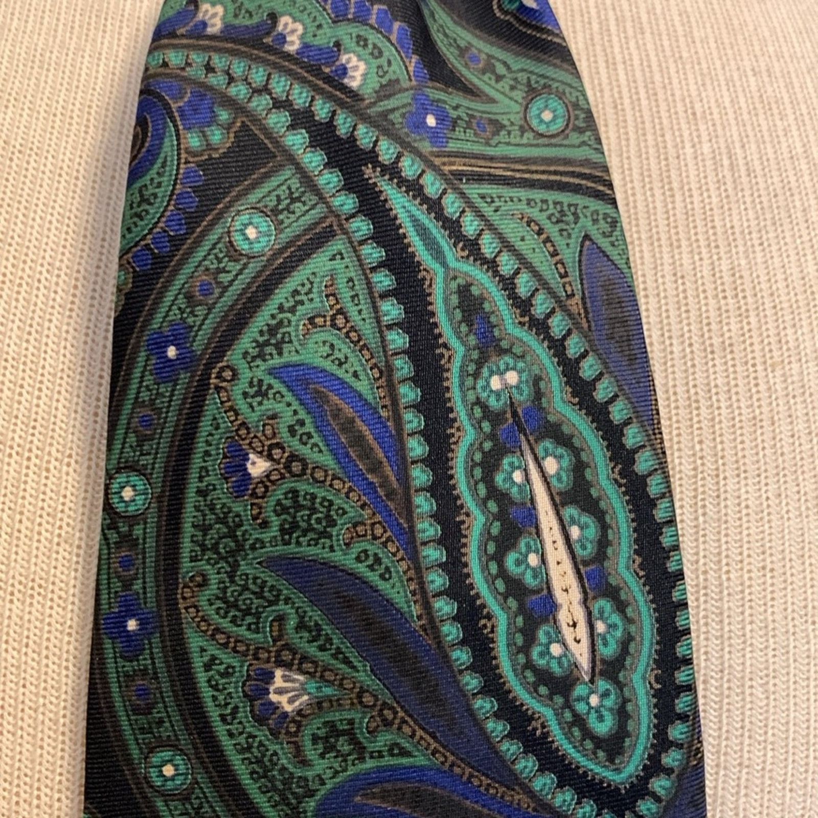 Gianfranco Ferre Gianfranco Ferre Italy blue green silk twill paisley necktie Size ONE SIZE - 3 Thumbnail