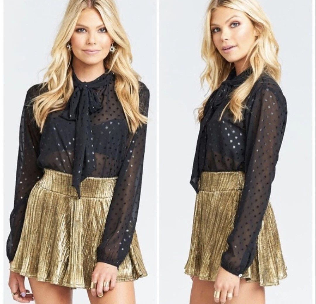 Show Me Your MuMu Show Me Your MUMU Skort Carlos Lame Swing Shorts Pleated XS Size 23" - 3 Thumbnail
