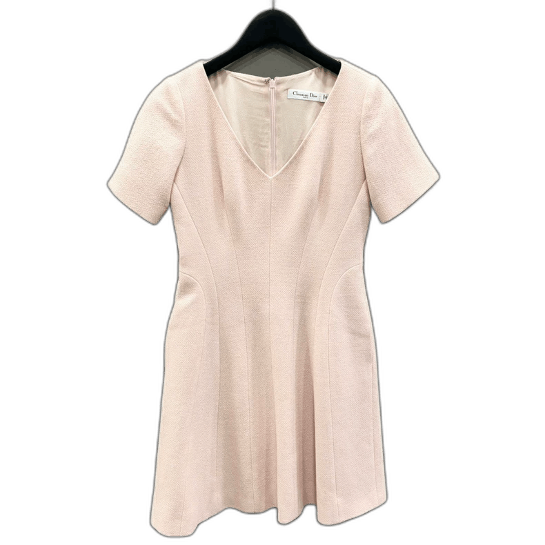 Dior Pink V-Neck Fitted Dress
