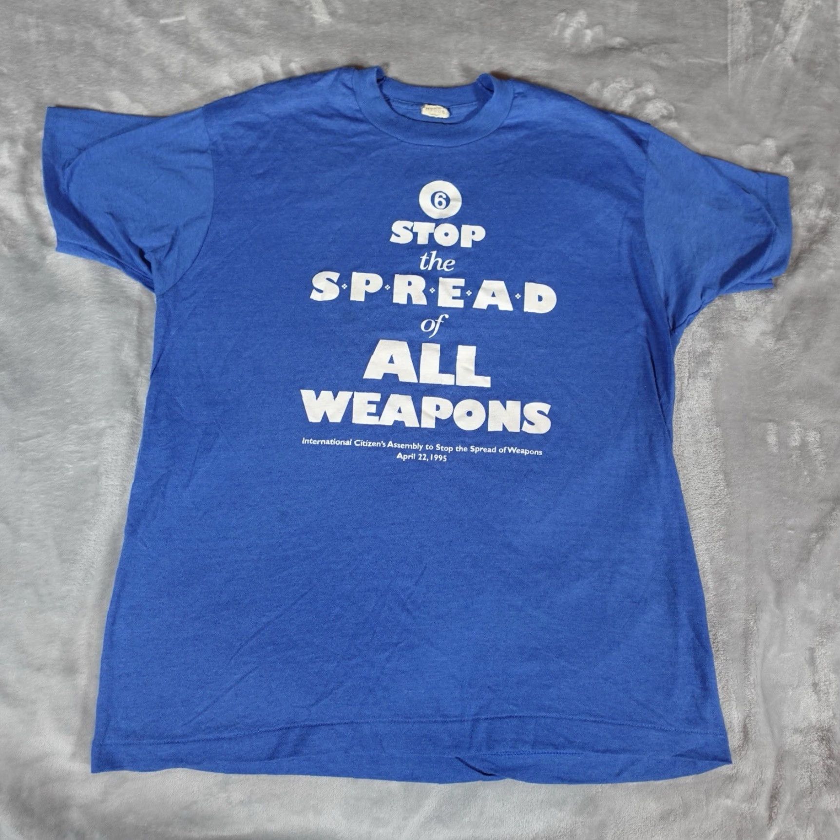Vintage Vintage Stop The Spread Of Weapons T Shirt Mens XL (Fits Slim L) Made In USA 90s Size US L / EU 52-54 / 3 - 5 Thumbnail