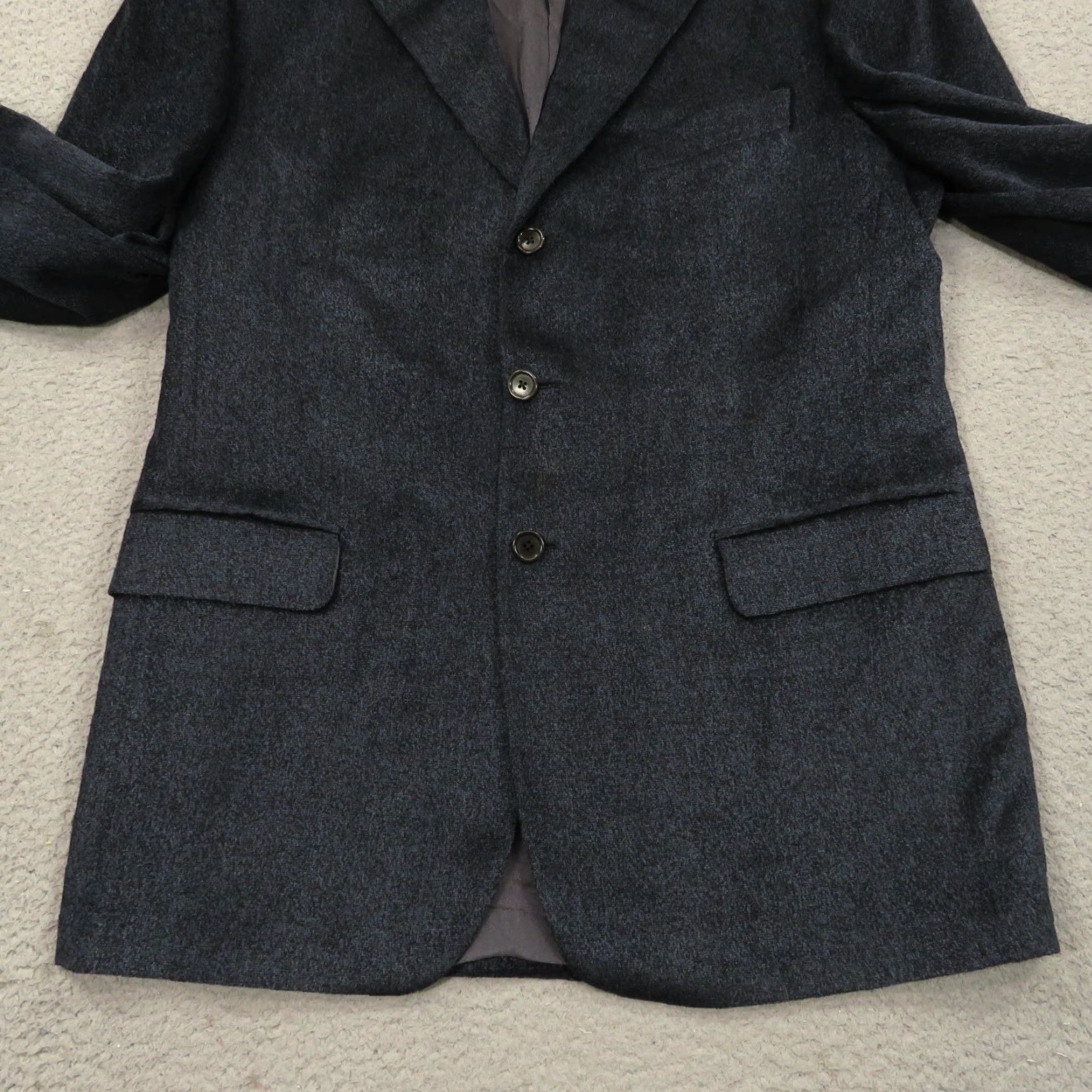 Lubiam Lubiam Blazer 44L Blue Wool Acrylic Viscose 3/2 Roll Textured Single-Breasted Jacket LBM 1911 Mens Slim Size 44R - 3 Thumbnail