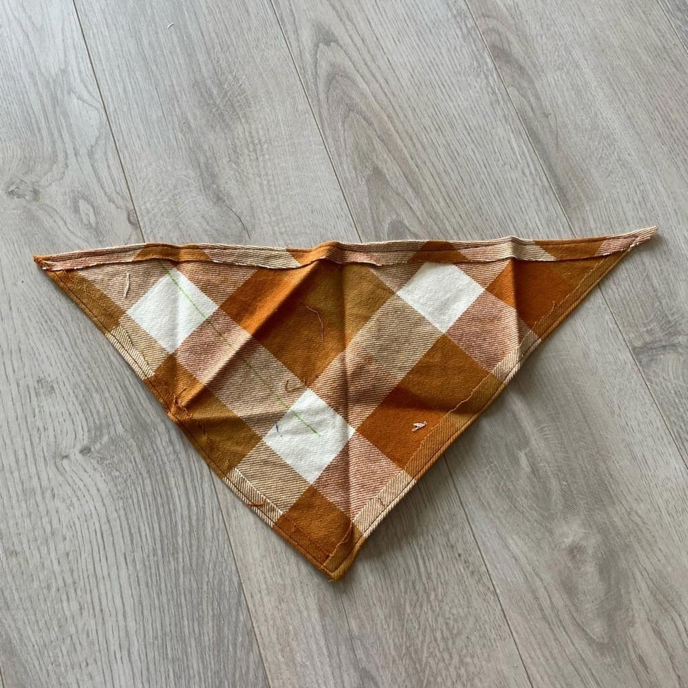Designer Orange Plaid Dog Bandana Size ONE SIZE - 4 Thumbnail
