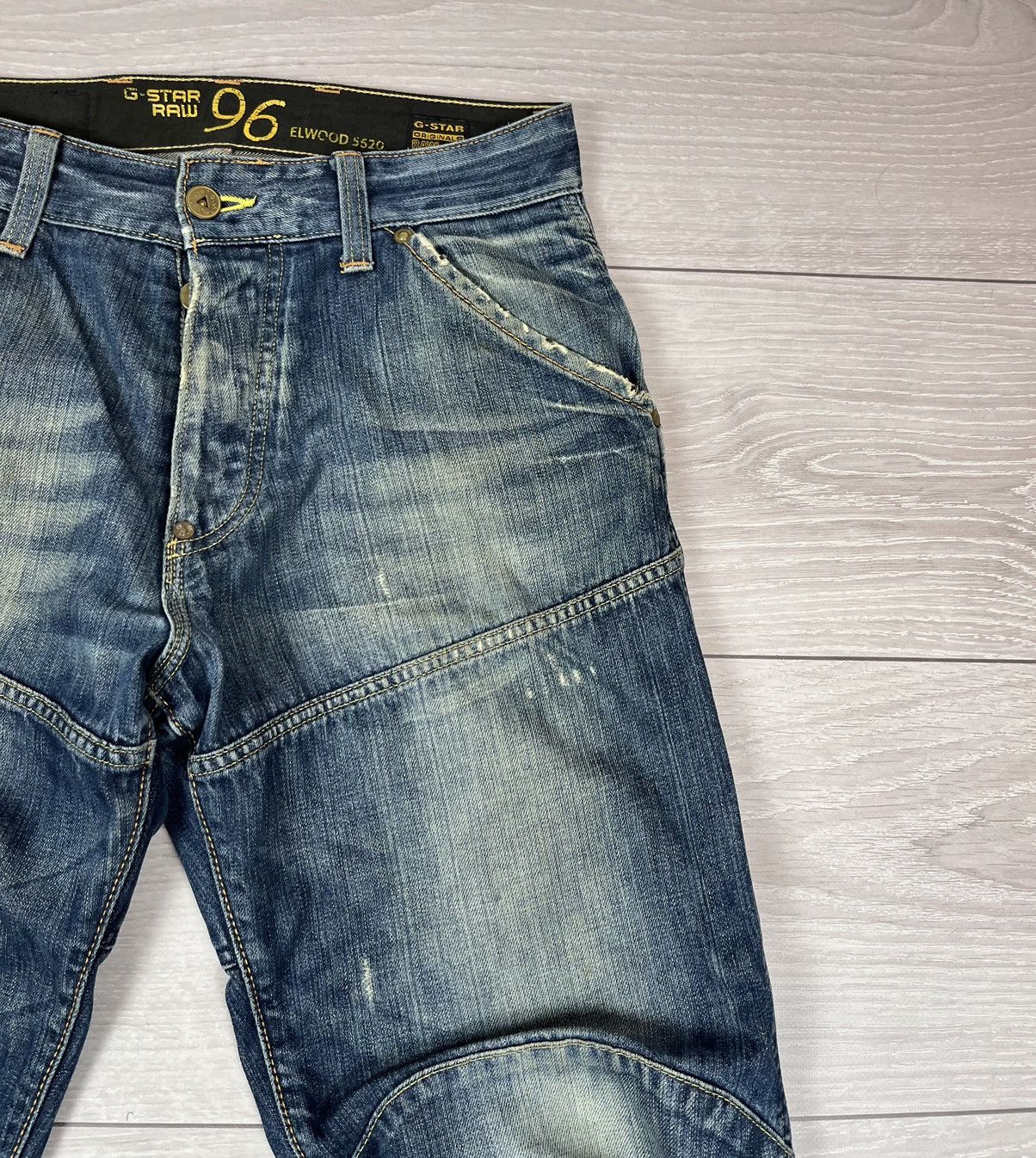 G-Star G Star Raw Elwood Denim Loose Fit Washed Distressed Pants Size US 31 - 7 Thumbnail