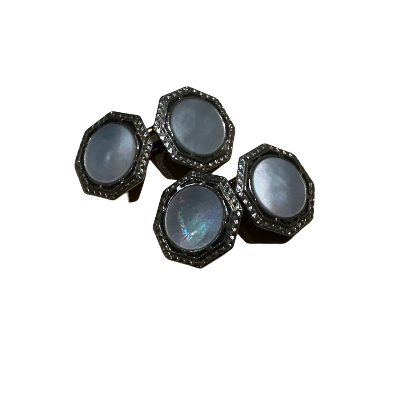 Vintage Vintage Mother of Pearl Chain Cuff Links from Krementz Size ONE SIZE - 1 Thumbnail