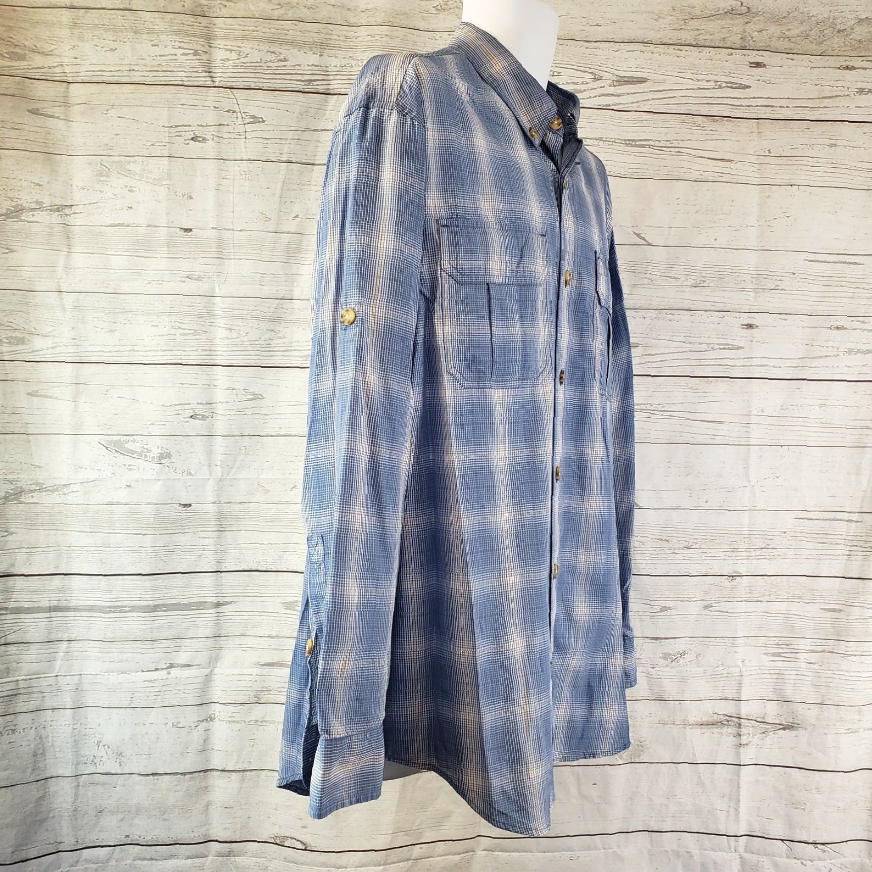 Vintage Duluth Mens Shirt L Blue Plaid Long Sleeve Button Front Nylon Blend Casual Regular Size Large Size US L / EU 52-54 / 3 - 3 Thumbnail