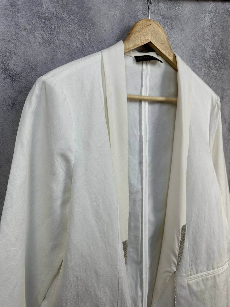 Fabiana Filippi Fabiana Filippi Open Front Embellished Trim Blazer Linen Size M / US 6-8 / IT 42-44 - 3 Thumbnail