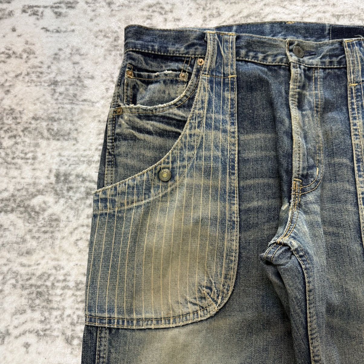 Kapital 2000s Antgauge Japan Reconstructed Pinstripe Panel Denim Size US 33 - 6 Thumbnail