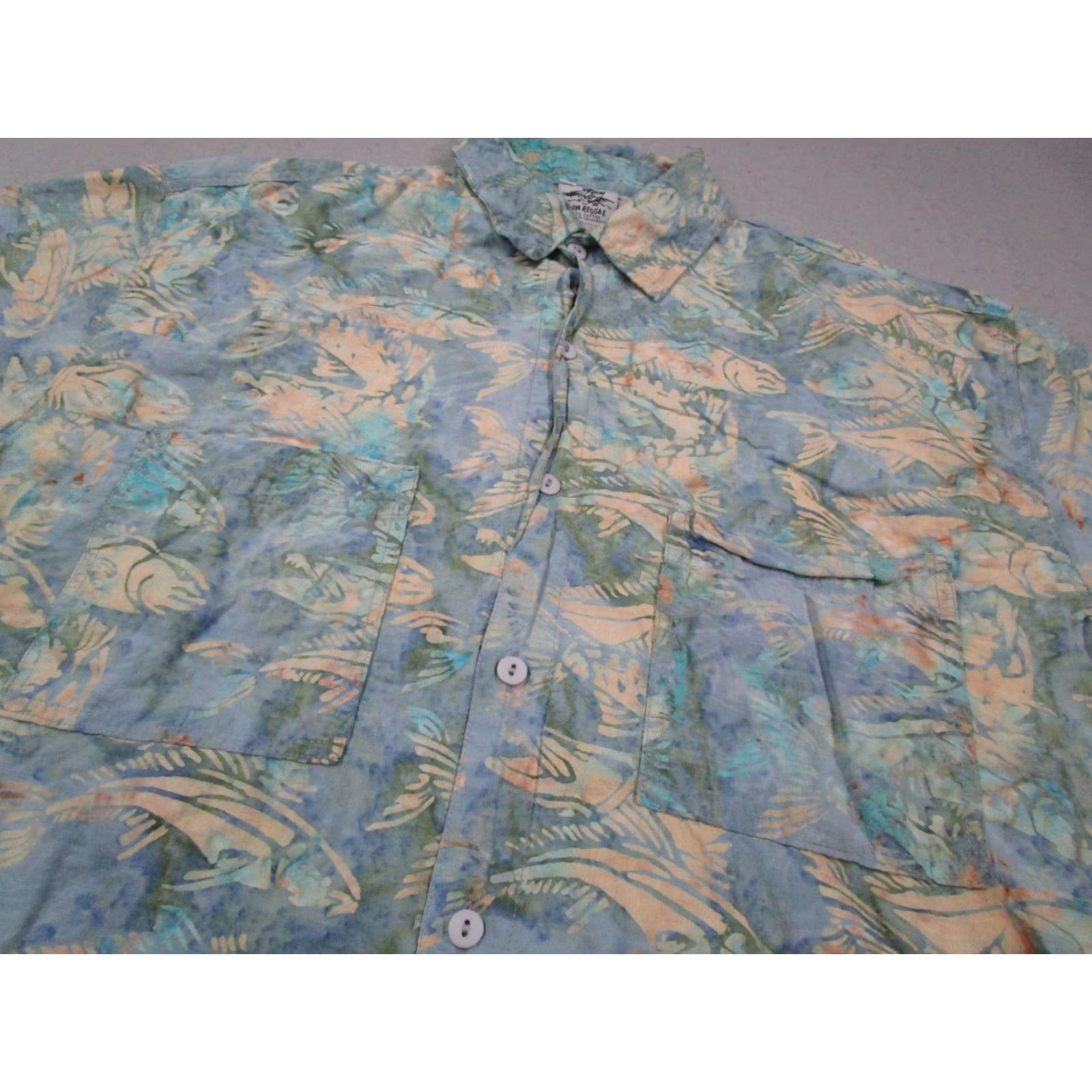 ALOHAS Rum Reggae Shirt Mens XL Blue Hawaiian Aloha Button Front Fish Tiki Size US XL / EU 56 / 4 - 2 Thumbnail