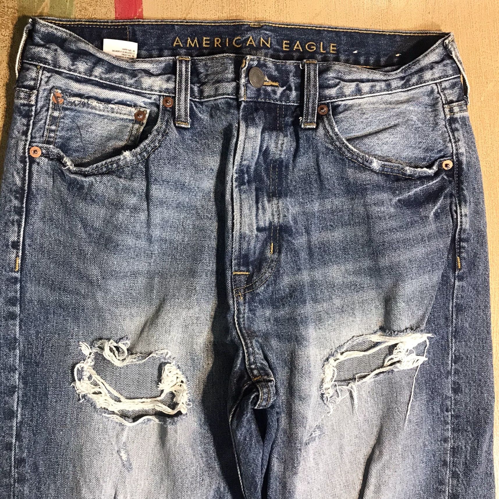 American Eagle Outfitters VINTAGE American Eagle Jeans Taper Relaxed Distressed Denim Blue Mens 30x29.5 (32x29.5) Size US 30 / EU 46 - 3 Thumbnail