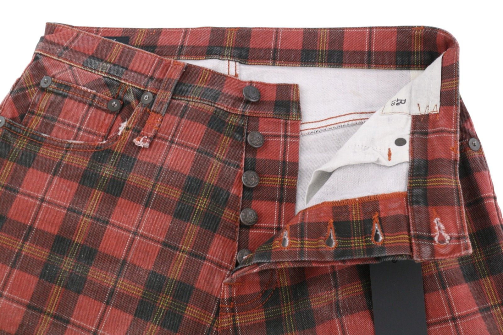 R13 TAILORED DROP 27 Ash Red Plaid RRP€710 85768 Size 27" / US 4 / IT 40 - 5 Thumbnail
