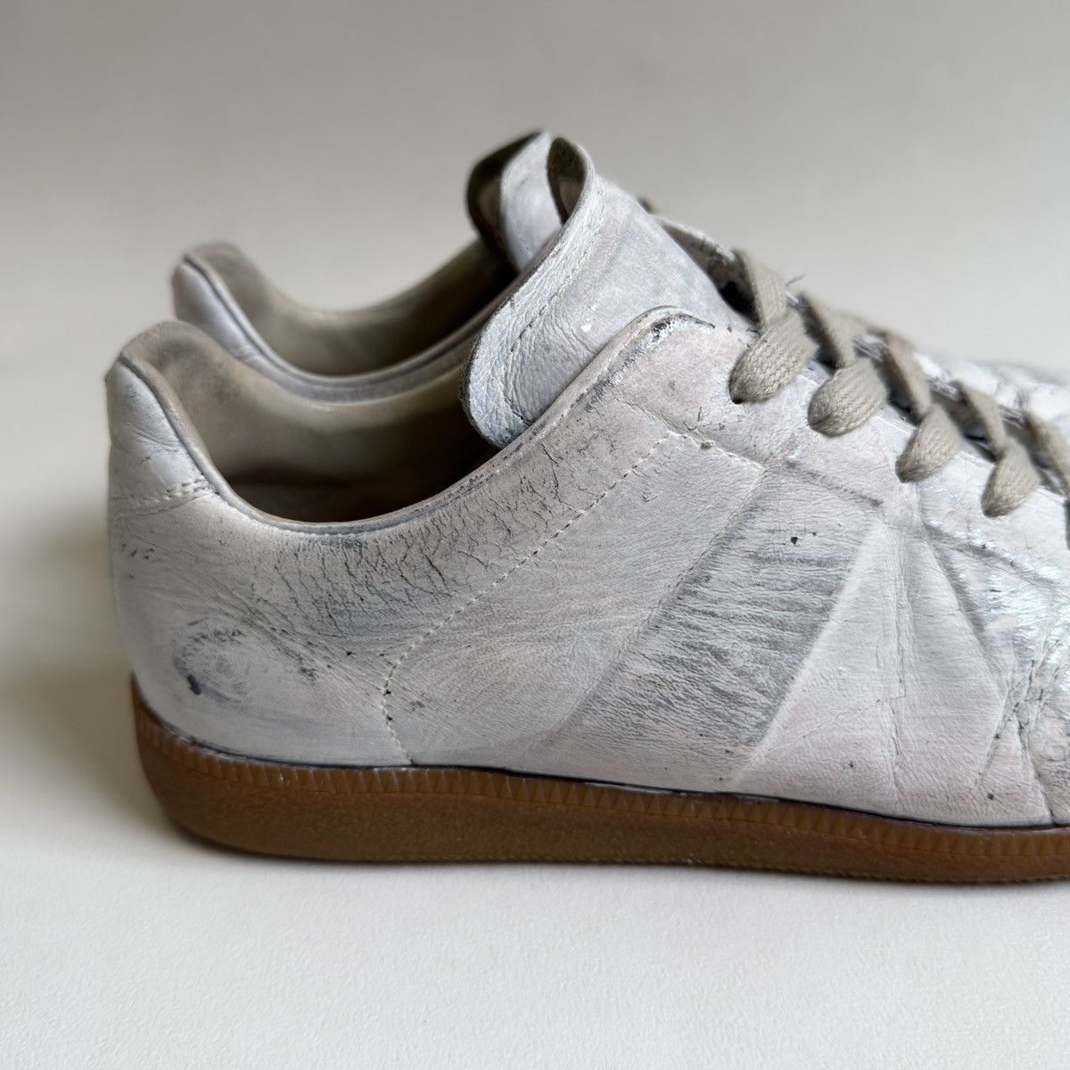 Maison Margiela White/Silver Painted OG GAT Sneakers Size US 13 / EU 46 - 3 Thumbnail